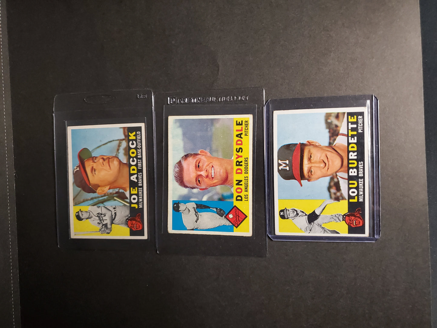 Set of Three (3) 1960 Topps Don Drysdale / Burdette / Adcock GREAT CONDITION!!!