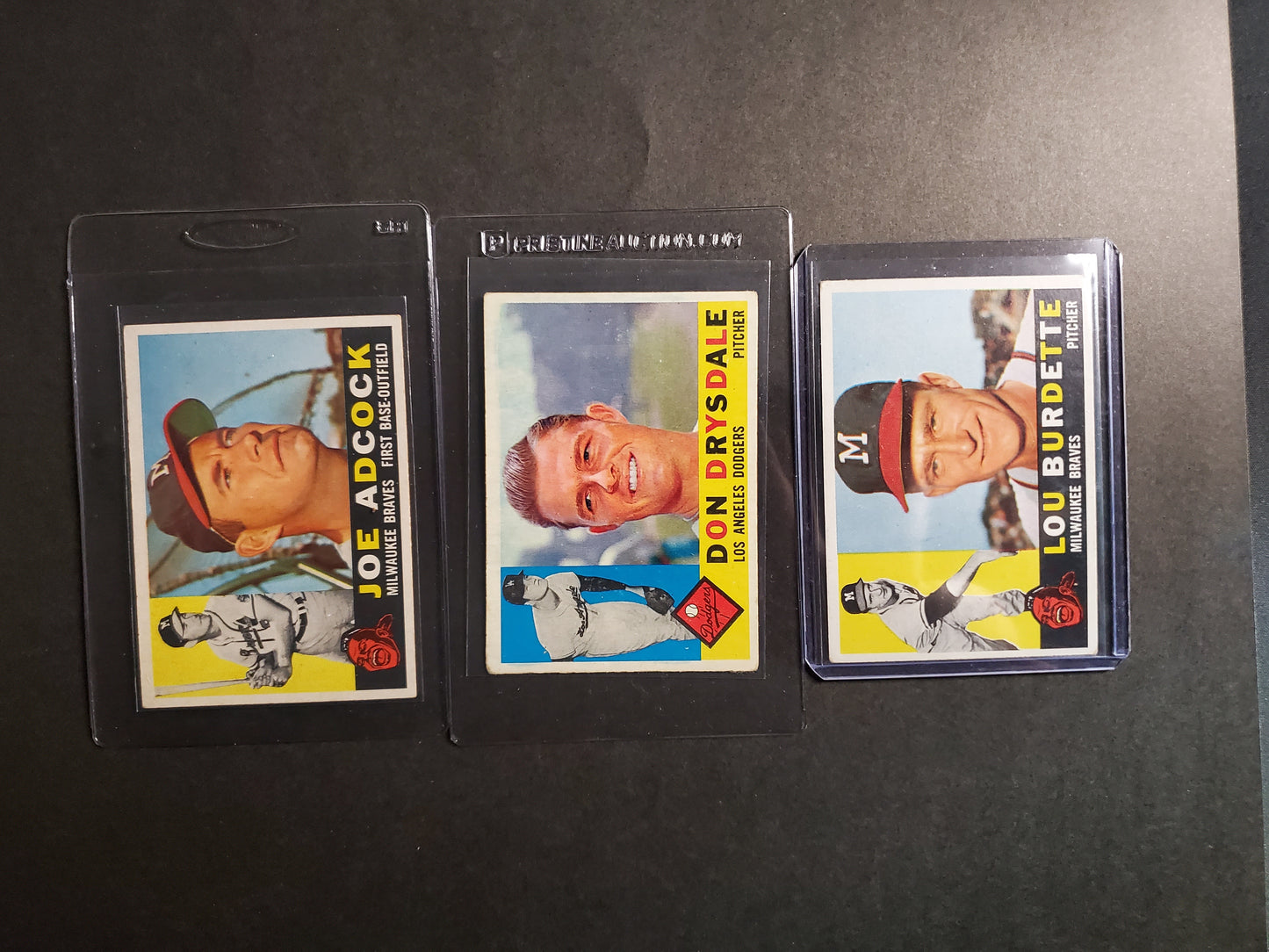 Set of Three (3) 1960 Topps Don Drysdale / Burdette / Adcock GREAT CONDITION!!!