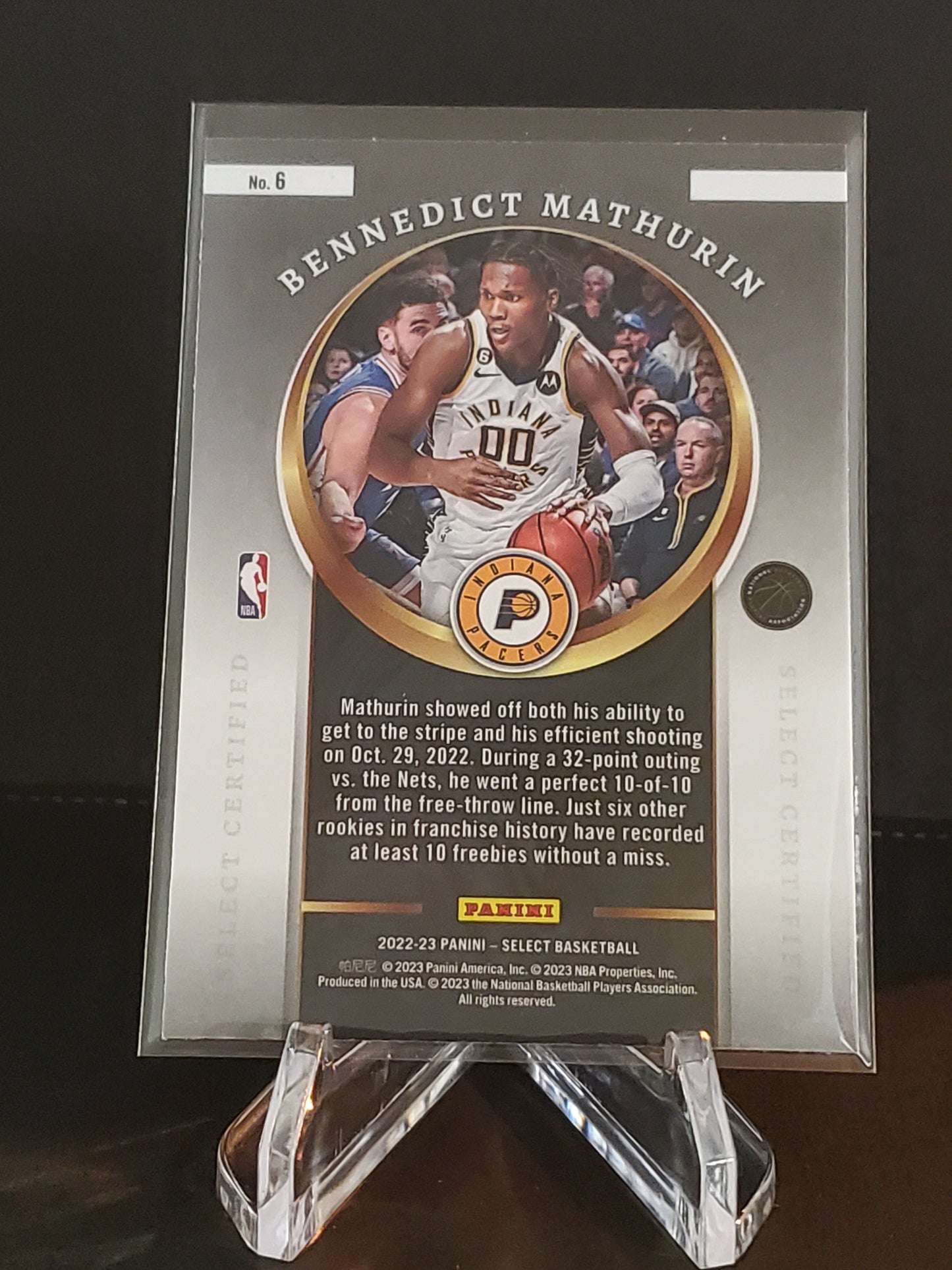 Benedict Mathurin 2022 Panini Select Certified #6