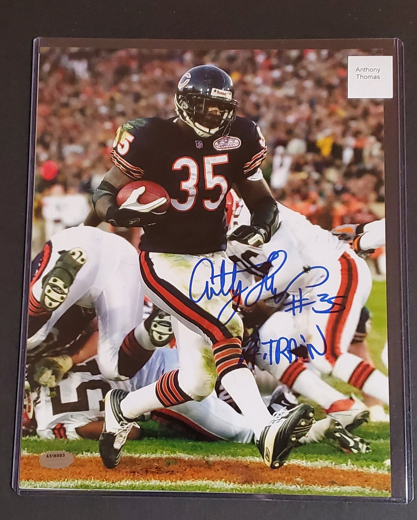 Anthony Thomas SIGNED Bears Photo 8X10 W "A-TRAIN" Inscription