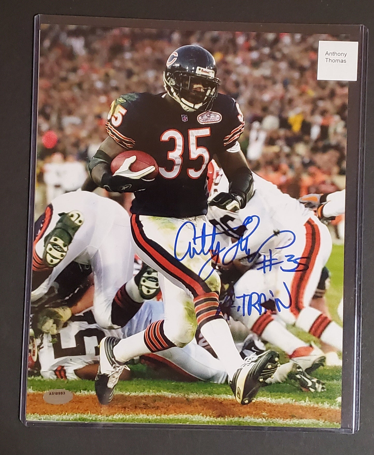 Anthony Thomas SIGNED Bears Photo 8X10 W "A-TRAIN" Inscription