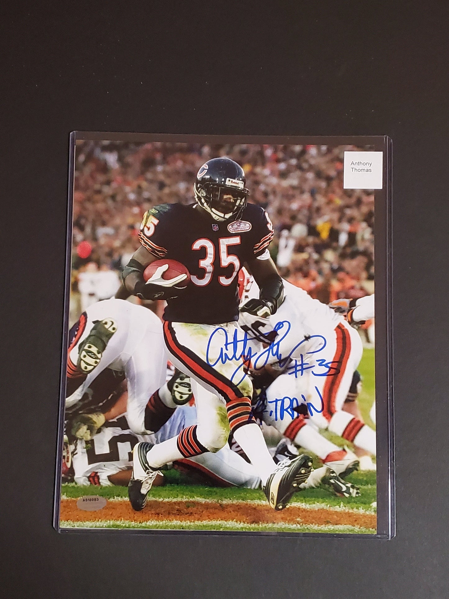 Anthony Thomas SIGNED Bears Photo 8X10 W "A-TRAIN" Inscription