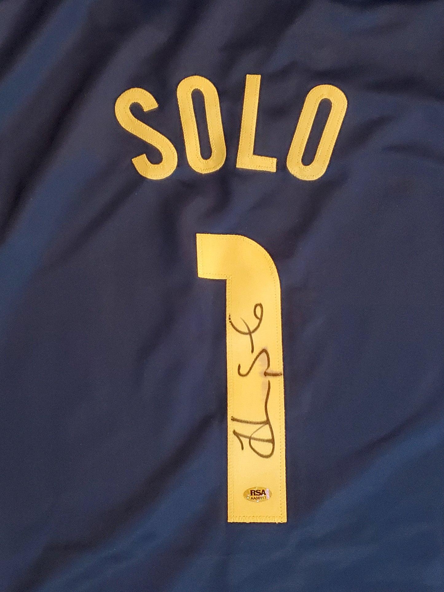 Hope Solo Signed Autographed USA Blue #1 Custom Jersey