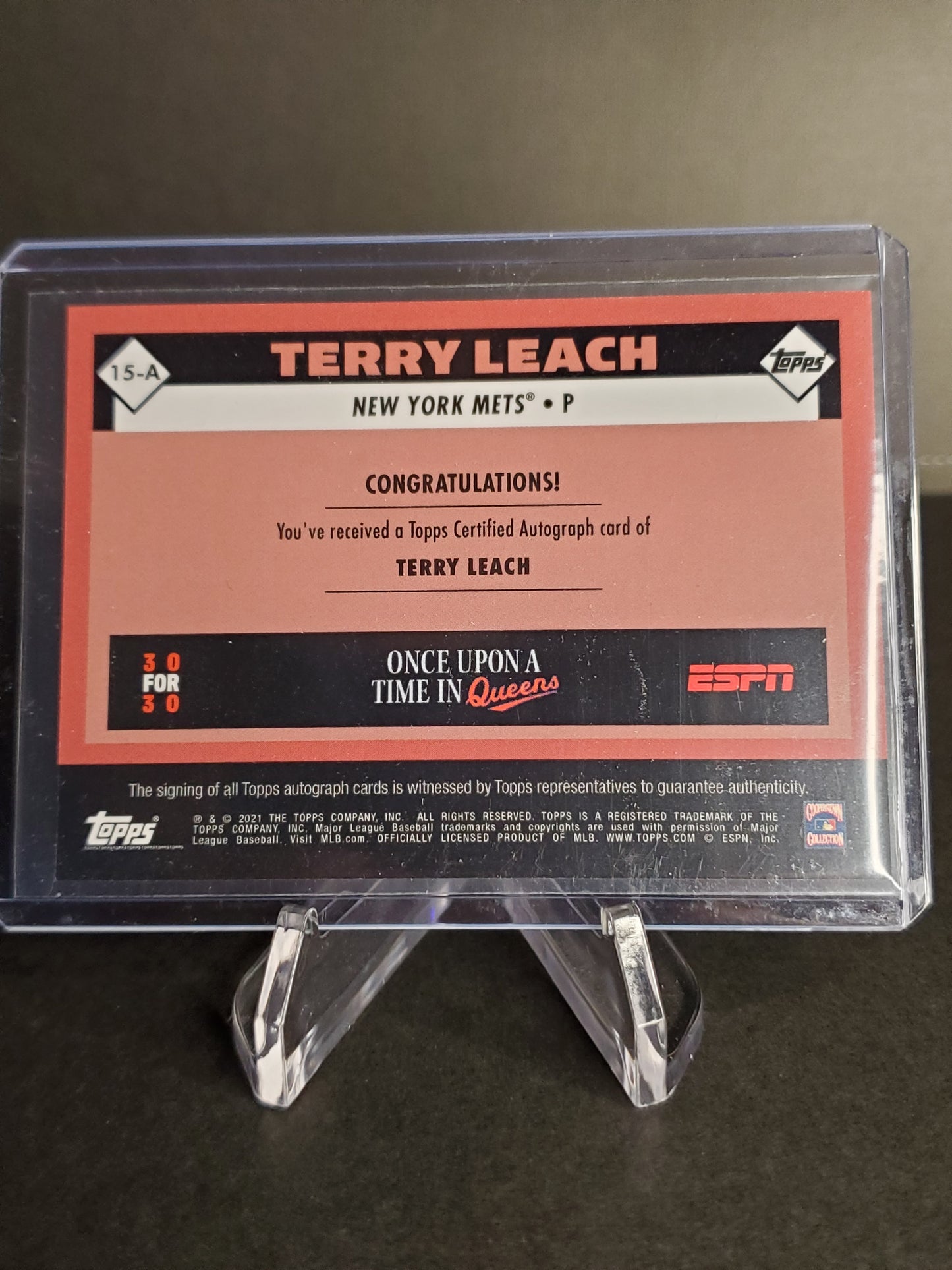 Terry Leach 2021 Topps Once Upon A Time In Queens AUTO /86