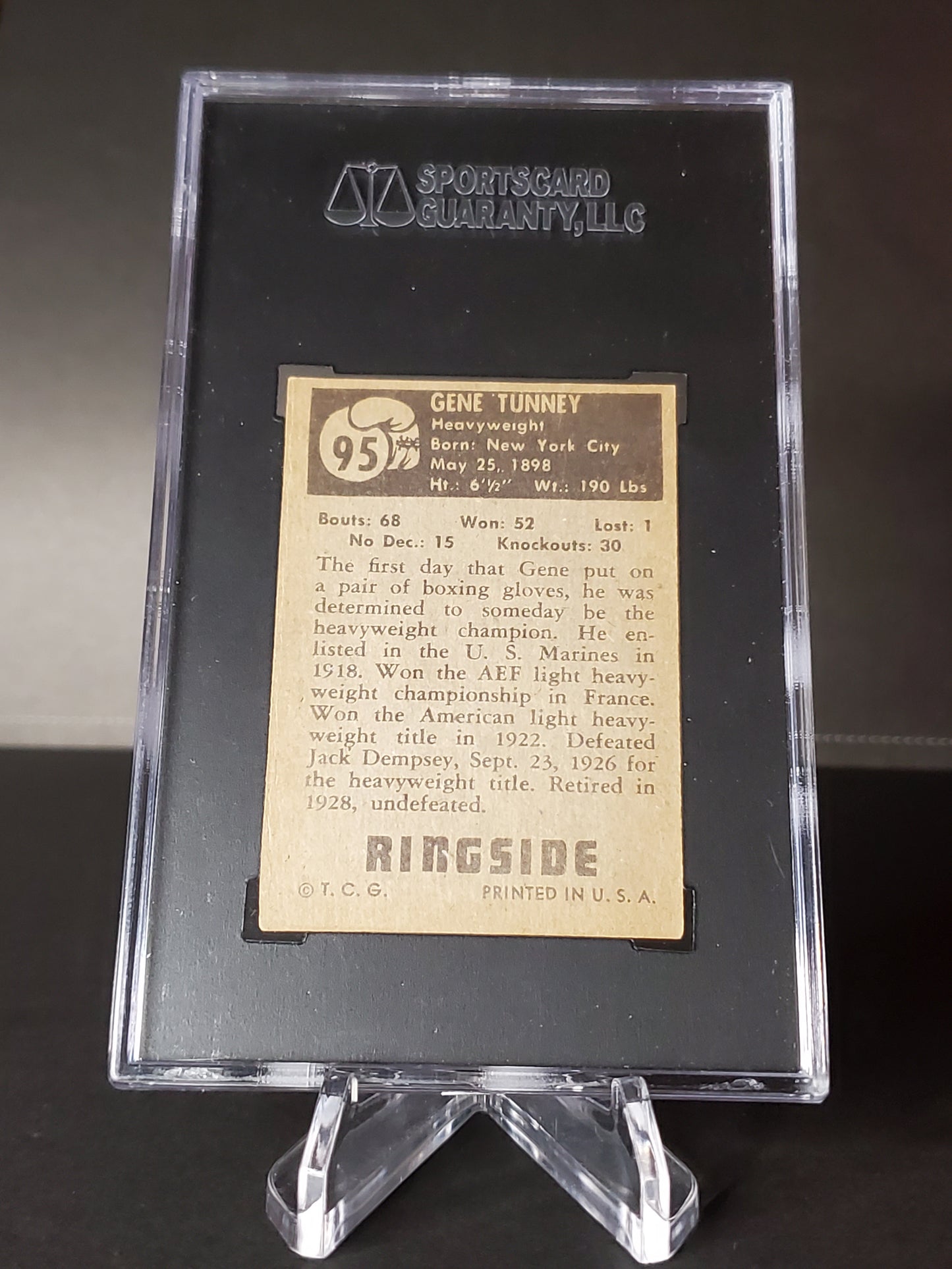 Gene Tunney 1951 Topps Ringside Boxing #95 SGC 4