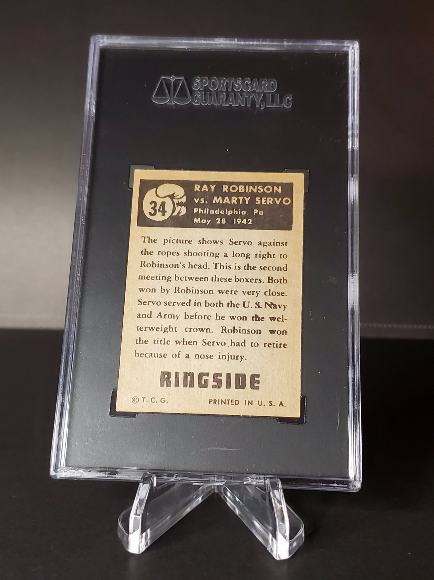 Sugar Ray Robinson Vs. Servo 1951 Topps Ringside Boxing #34 SGC 6