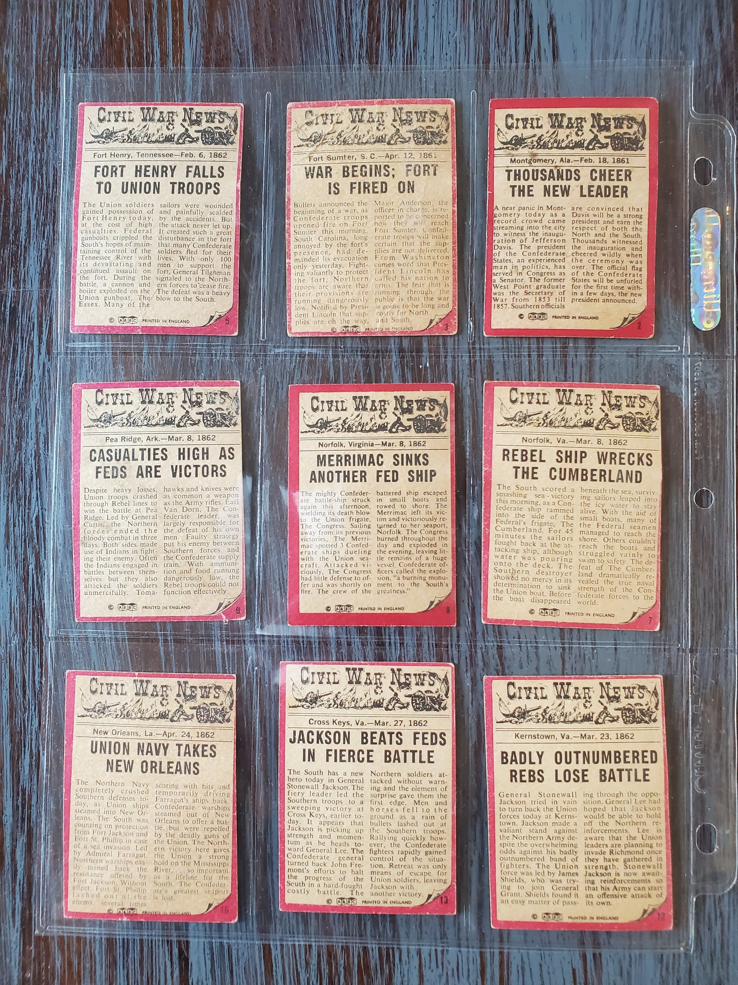 1965 AB & C Civil War News - Nearly Complete Set 64/88 - GREAT CONDITION!