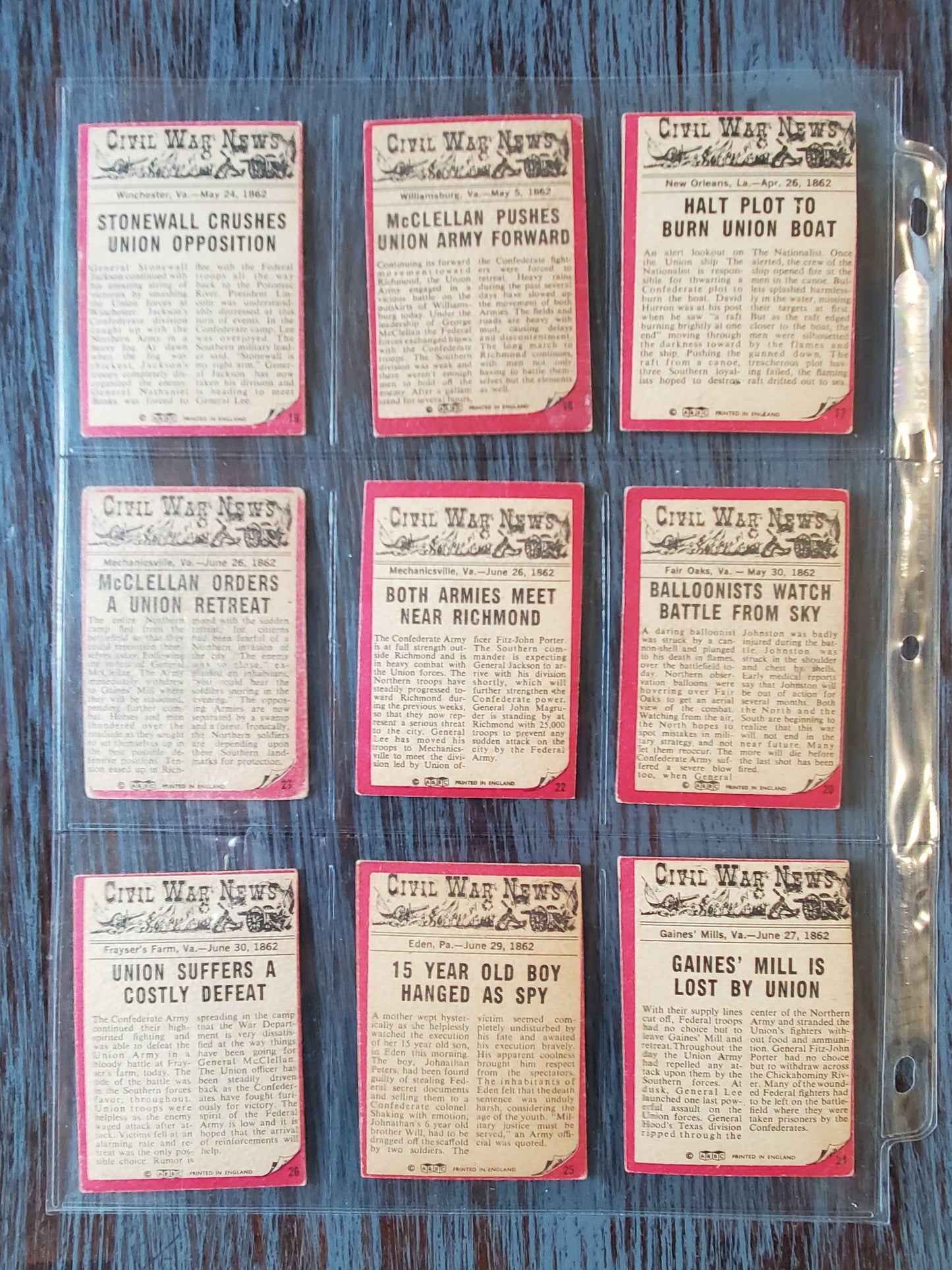 1965 AB & C Civil War News - Nearly Complete Set 64/88 - GREAT CONDITION!