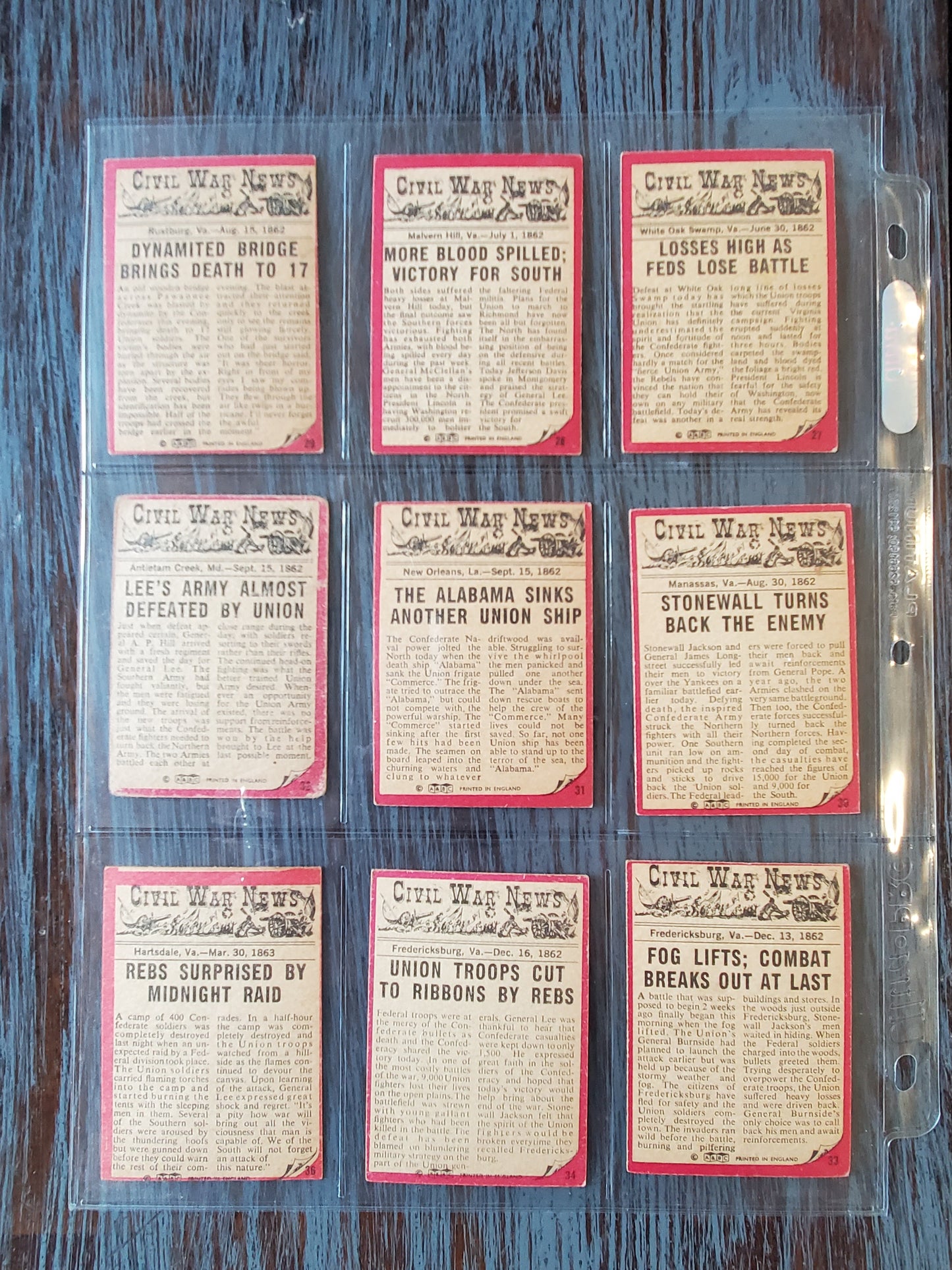 1965 AB & C Civil War News - Nearly Complete Set 64/88 - GREAT CONDITION!