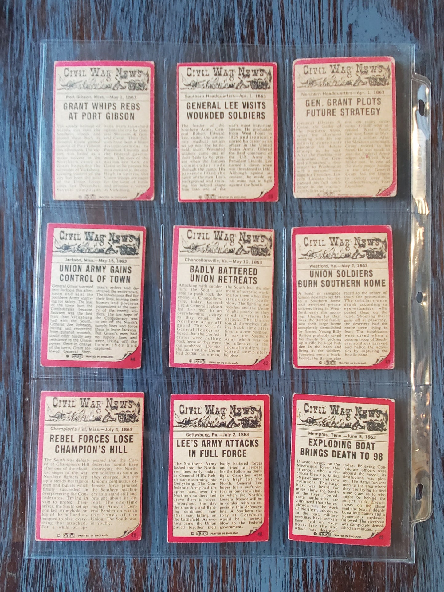 1965 AB & C Civil War News - Nearly Complete Set 64/88 - GREAT CONDITION!