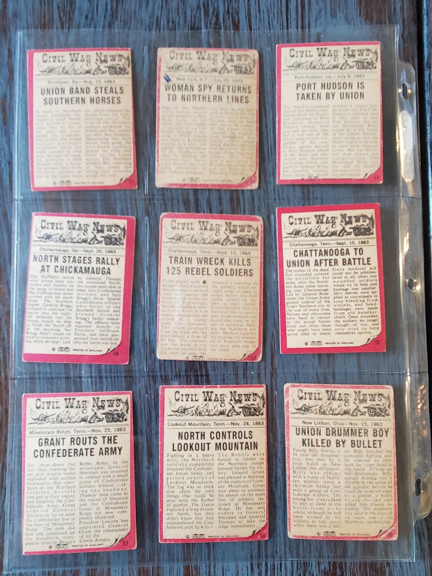 1965 AB & C Civil War News - Nearly Complete Set 64/88 - GREAT CONDITION!