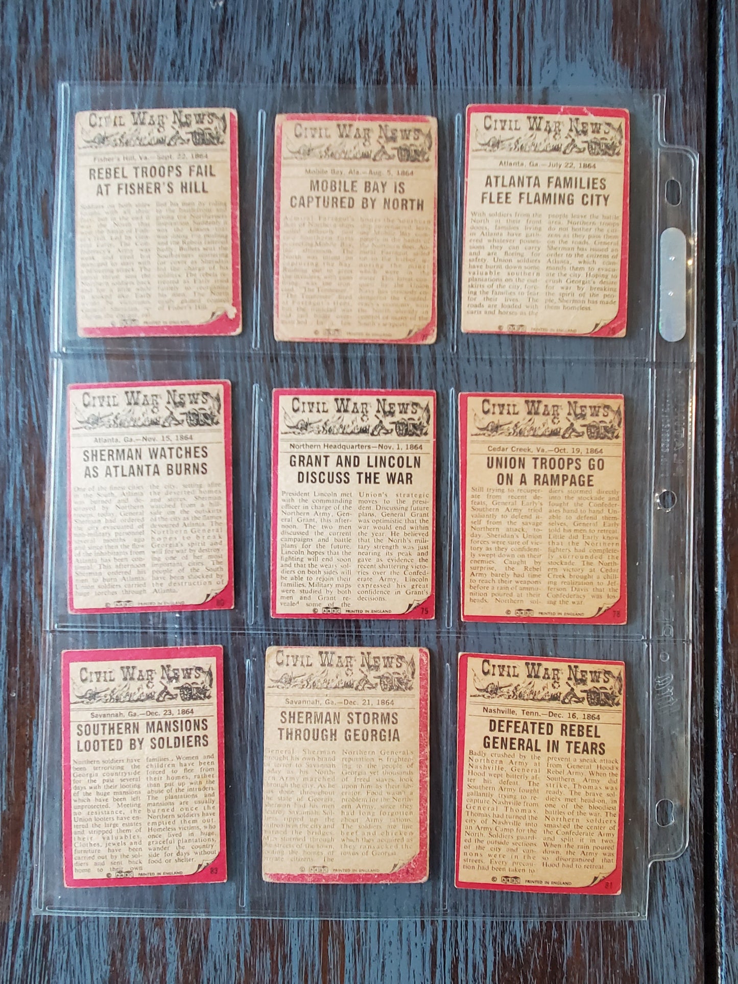 1965 AB & C Civil War News - Nearly Complete Set 64/88 - GREAT CONDITION!