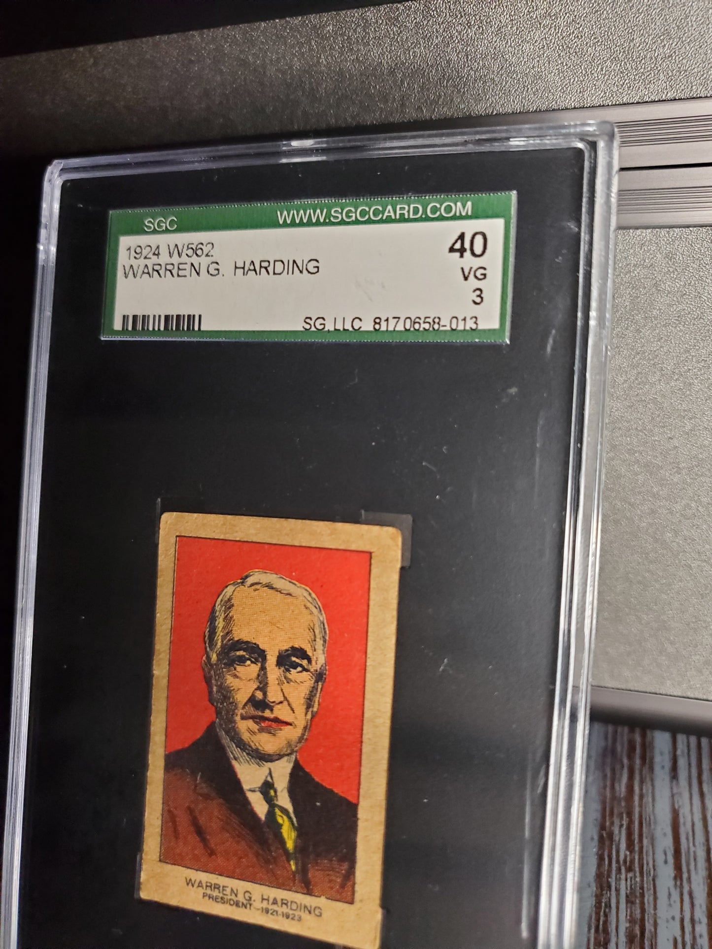 1924 W562 Warren Harding SGC VG 3 - First Harding card released post death