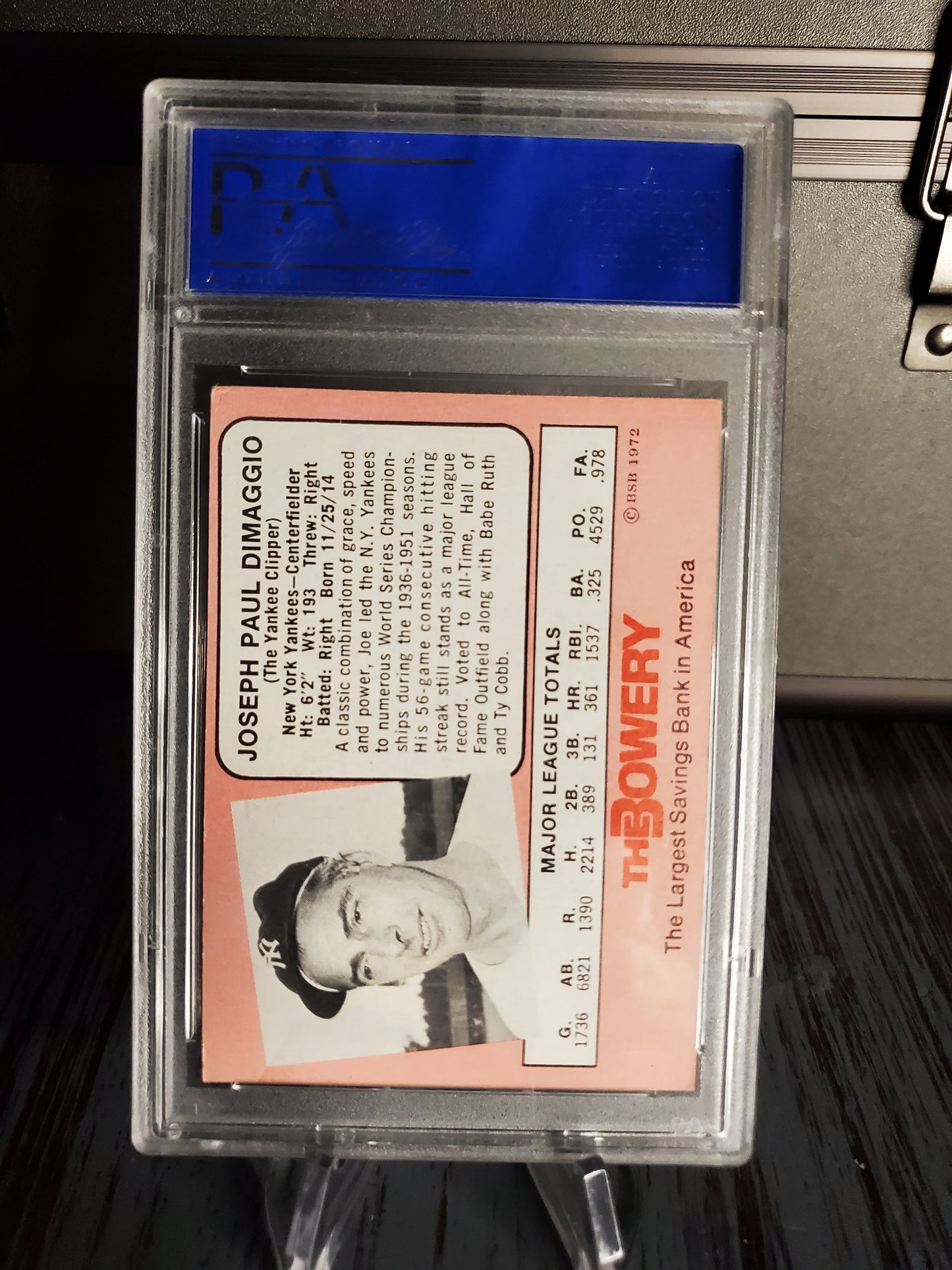 1972 Bowery Bank Joe DiMaggio AUTO PSA / DNA Signed Authentic Yankees Blue Ink