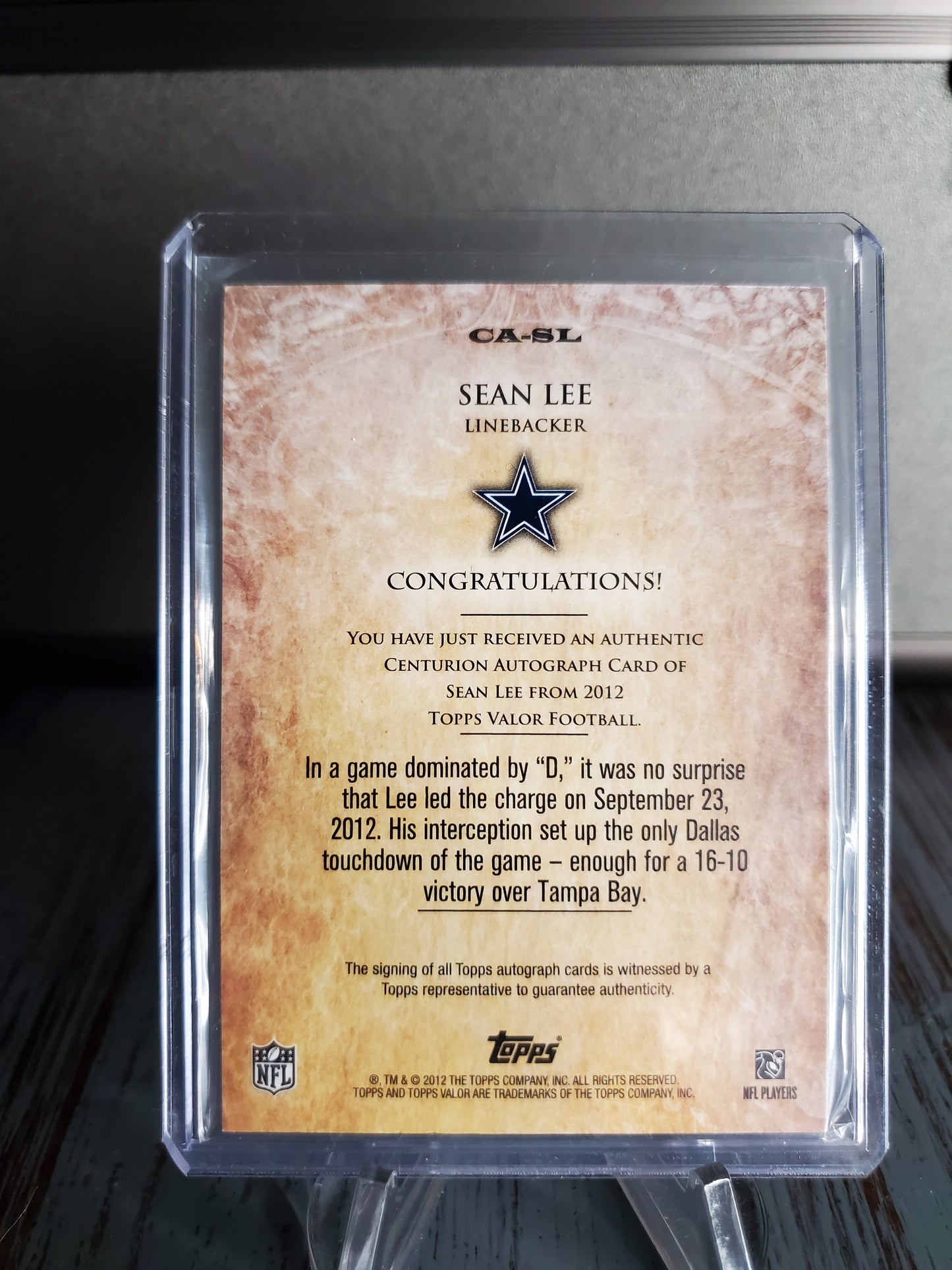 2012 Topps Valor - Centurion Autograph Sean Lee #CA-SL Speed /70 AUTO Cowboys