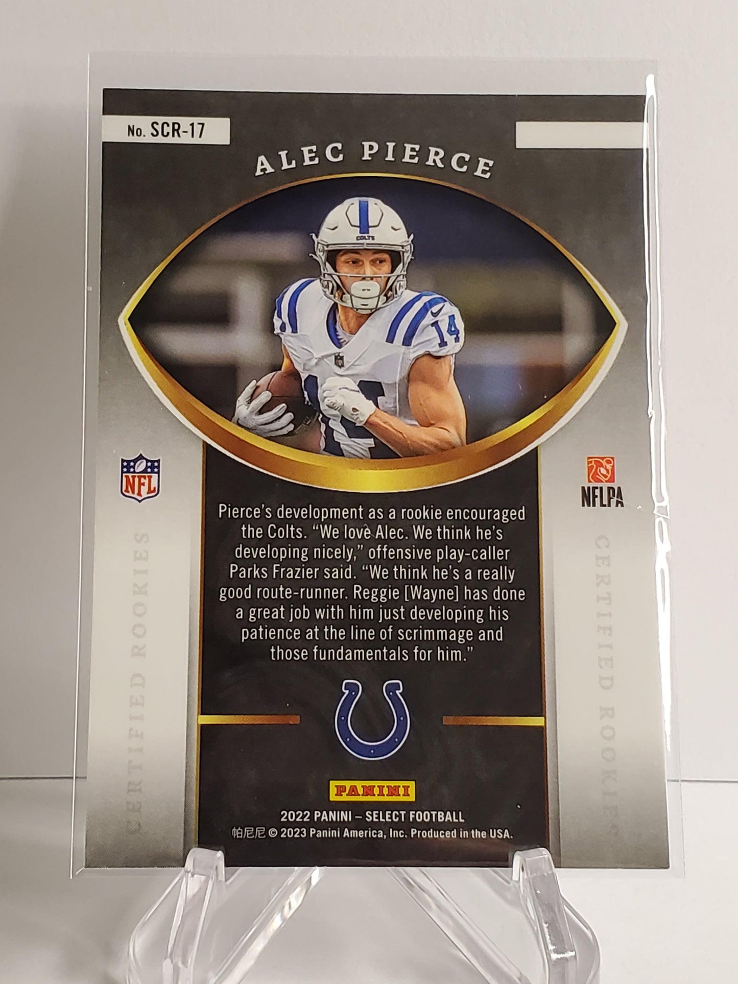 Alec Pierce 2022 Panini Select Certified RC #SCR-17