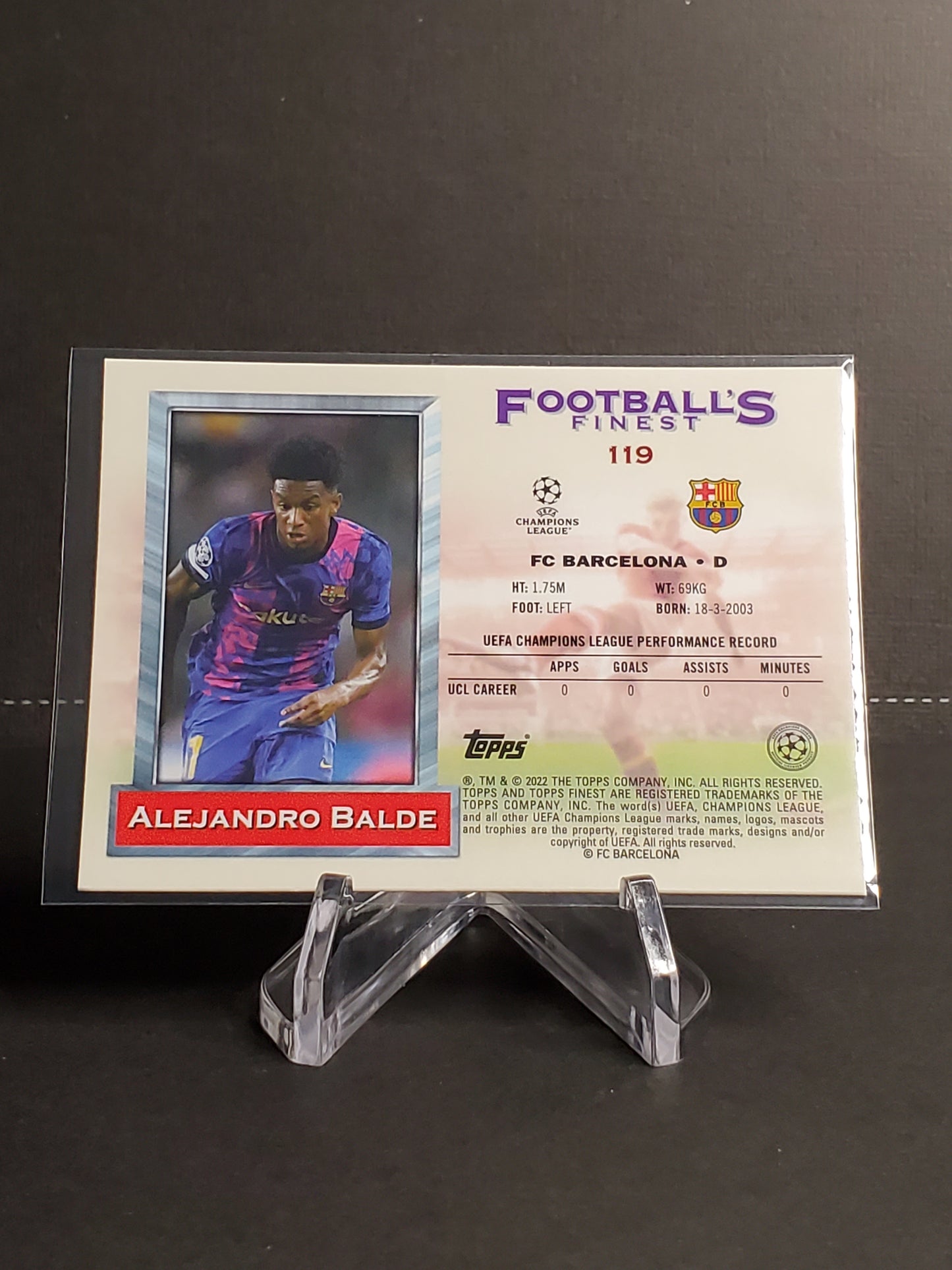 Alejandro Balde 2021-2022 Topps Finest Flashbacks UEFA Soccer RC #119