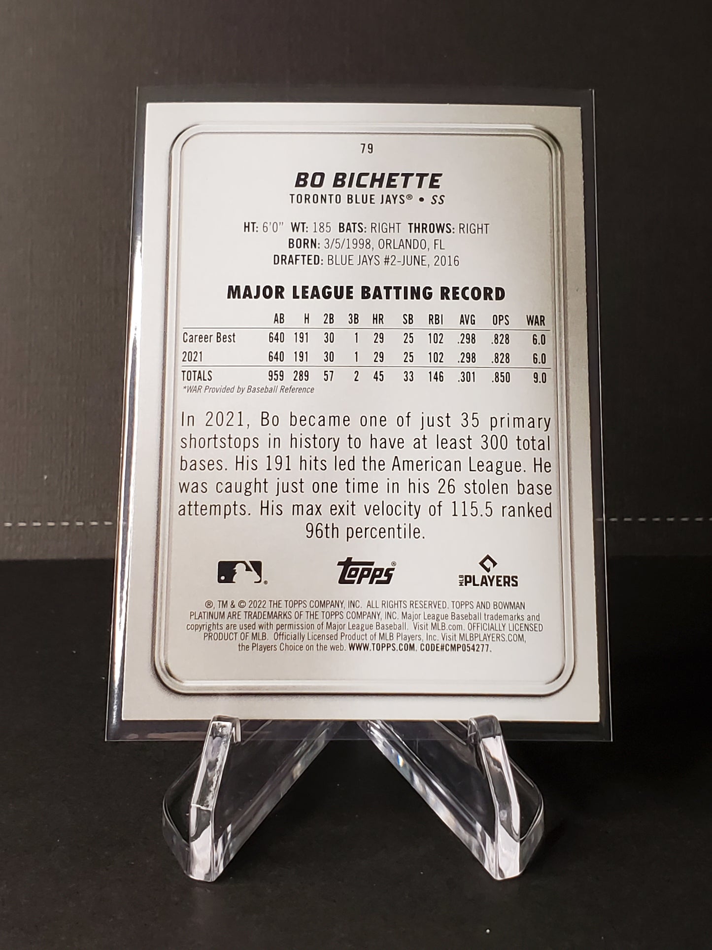Bo Bichette 2022 Bowman Platinum Ice Foil #79