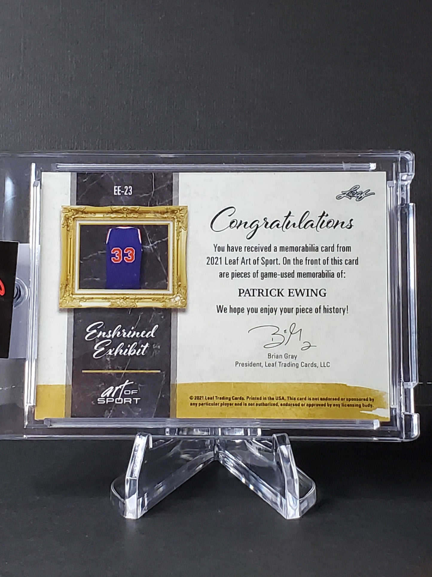 Patrick Ewing - 2021 Leaf Art of Sport: 5 Jersey Patch #EE-23: /15