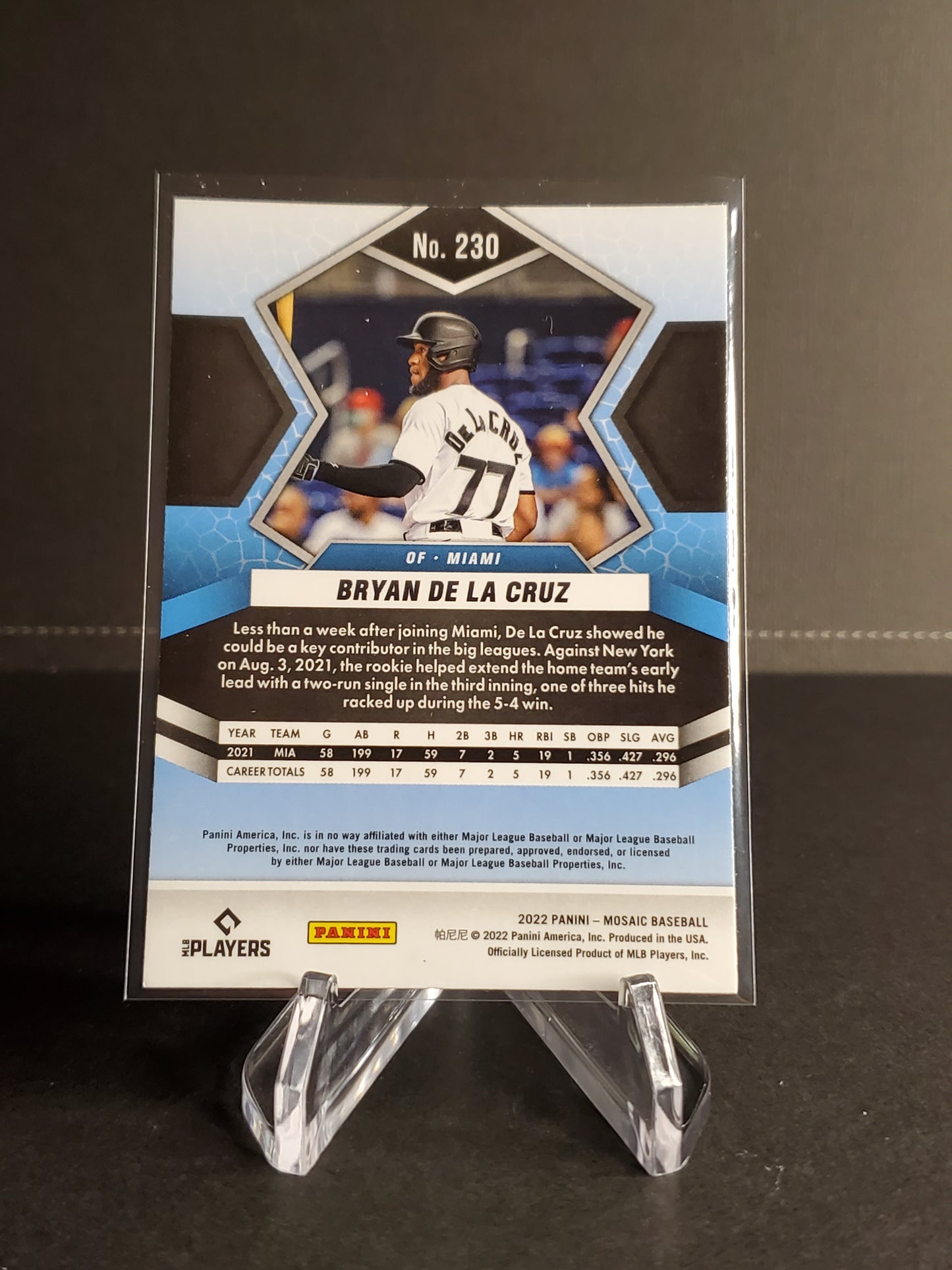 Bryan De La Cruz 2022 Panini Mosaic RC #230