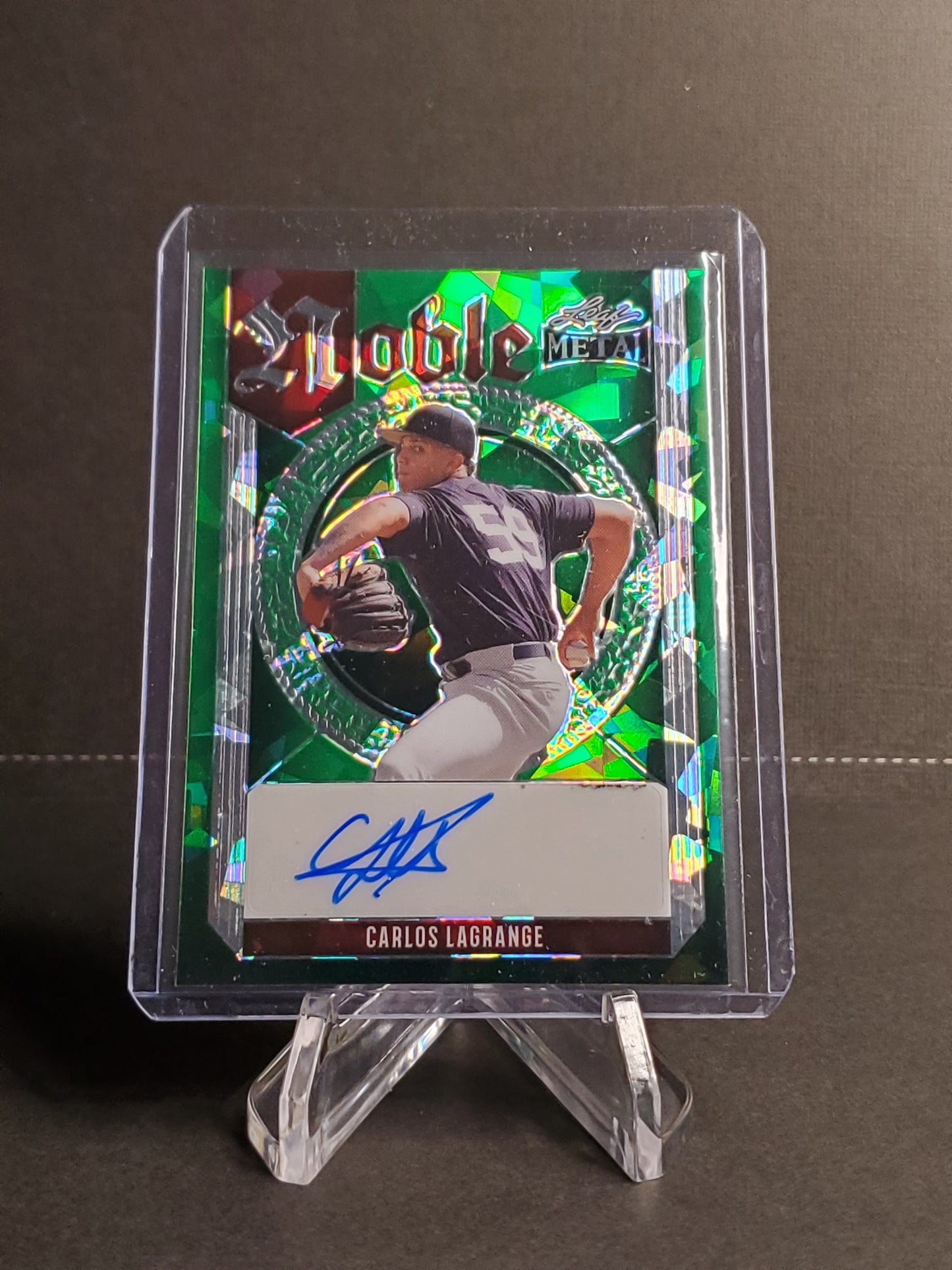 Carlos LaGrange 2023 Leaf Metal Noble Green Crystal Autograph #N-CL1 /3