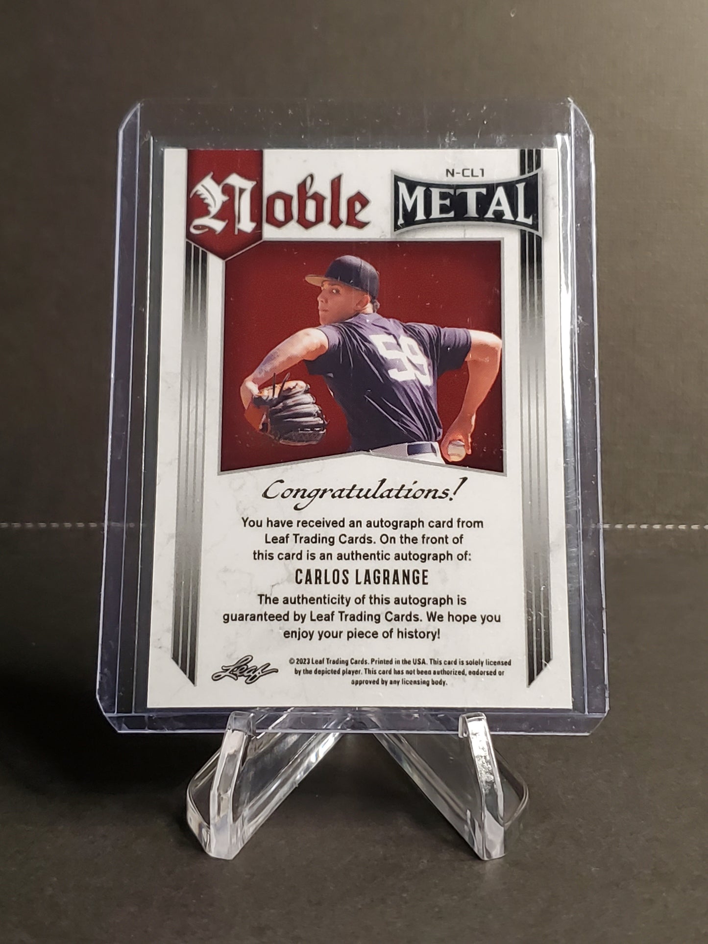 Carlos LaGrange 2023 Leaf Metal Noble Green Crystal Autograph #N-CL1 /3