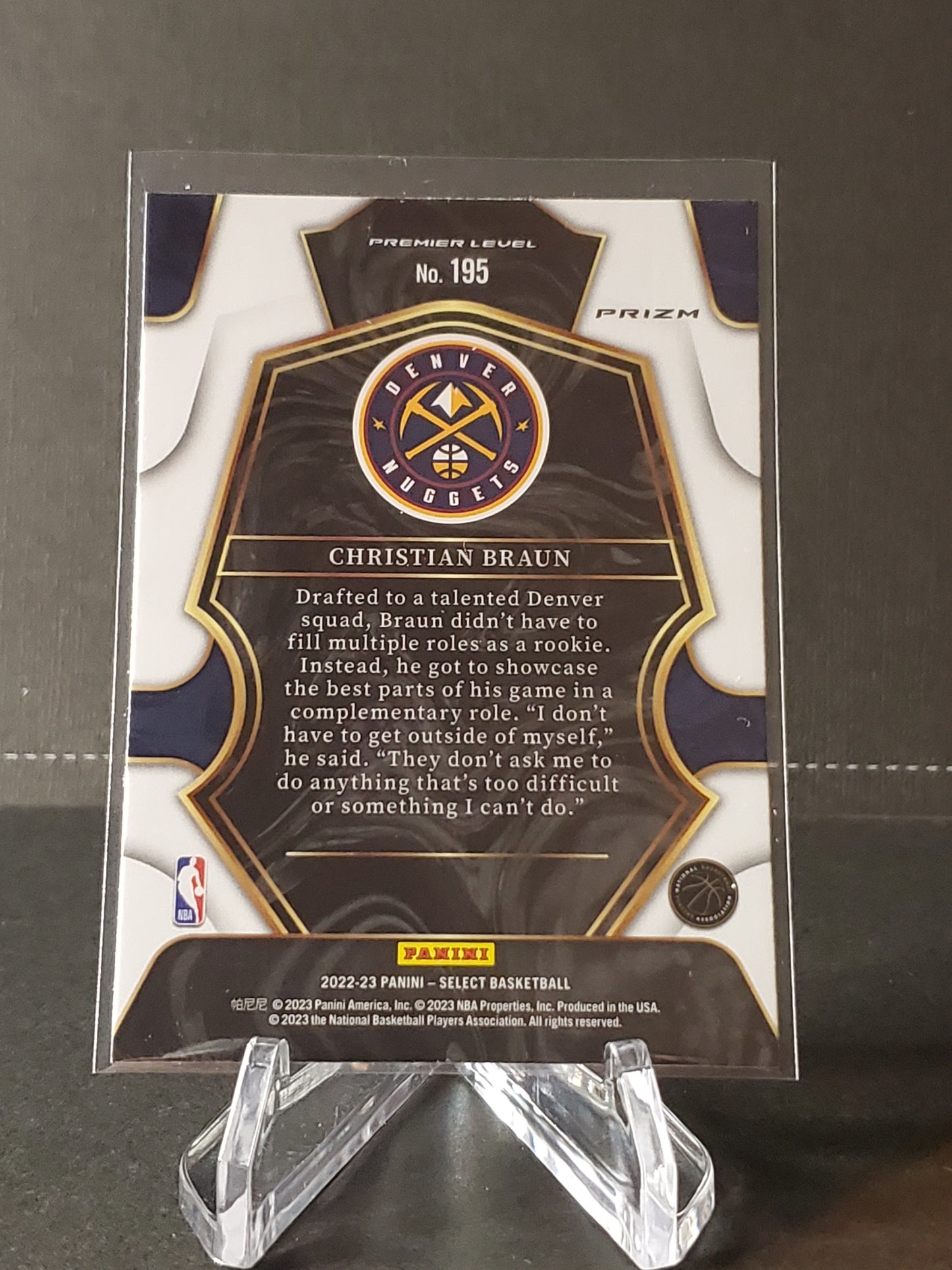 Christian Braun 2022-2023 Panini Select RC Red Cracked Ice Premier Prizm #195