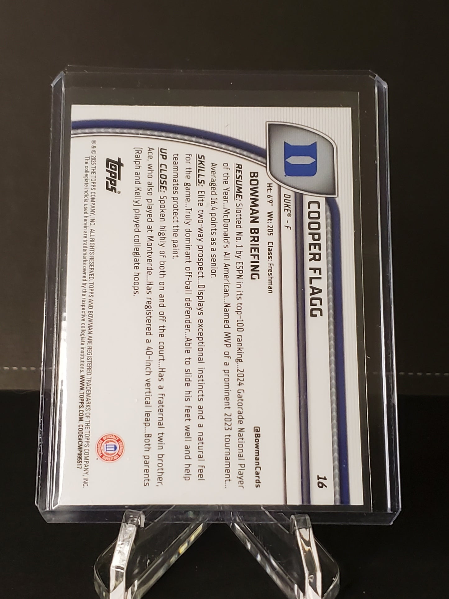 2025 Bowman Chrome U Cooper Flagg 1st Bowman Green Shimmer #16
