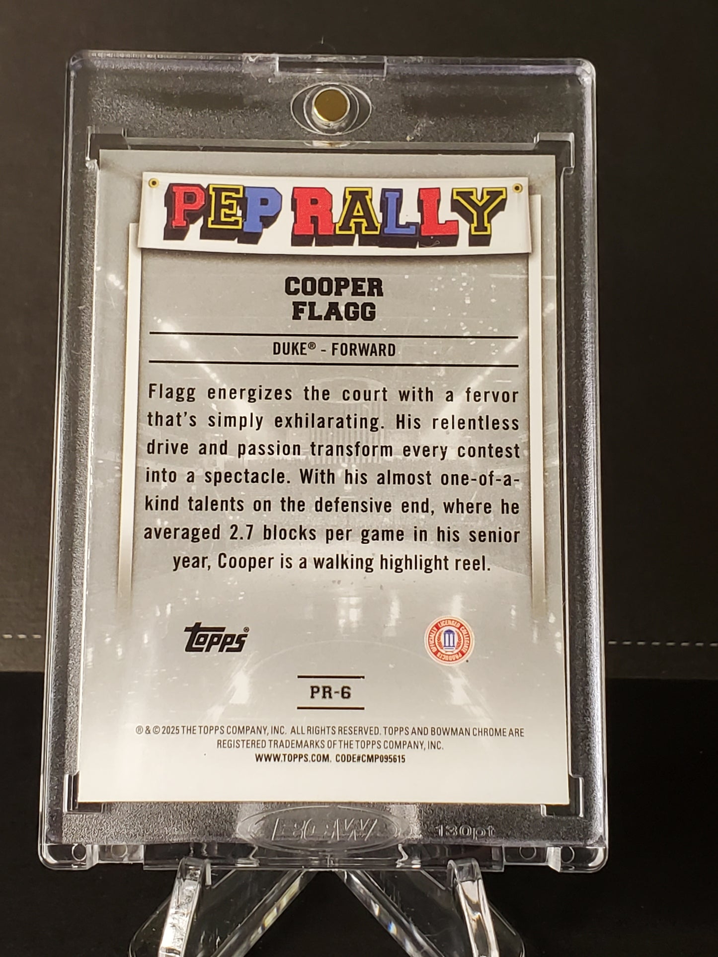 2025 Bowman Chrome U Cooper Flagg - Pep Rally INSERT # PR-6
