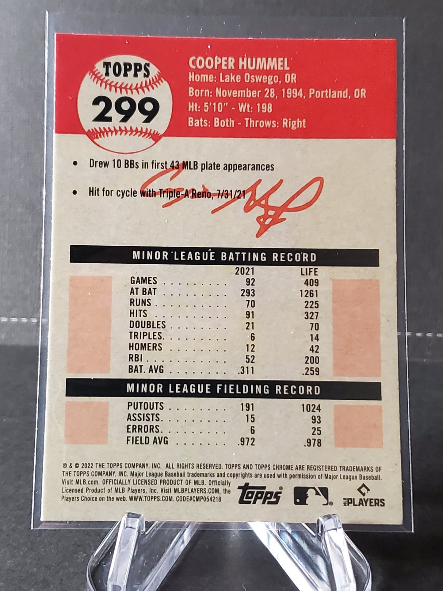 Cooper Hummel 2023 Topps Chrome Platinum RC #299