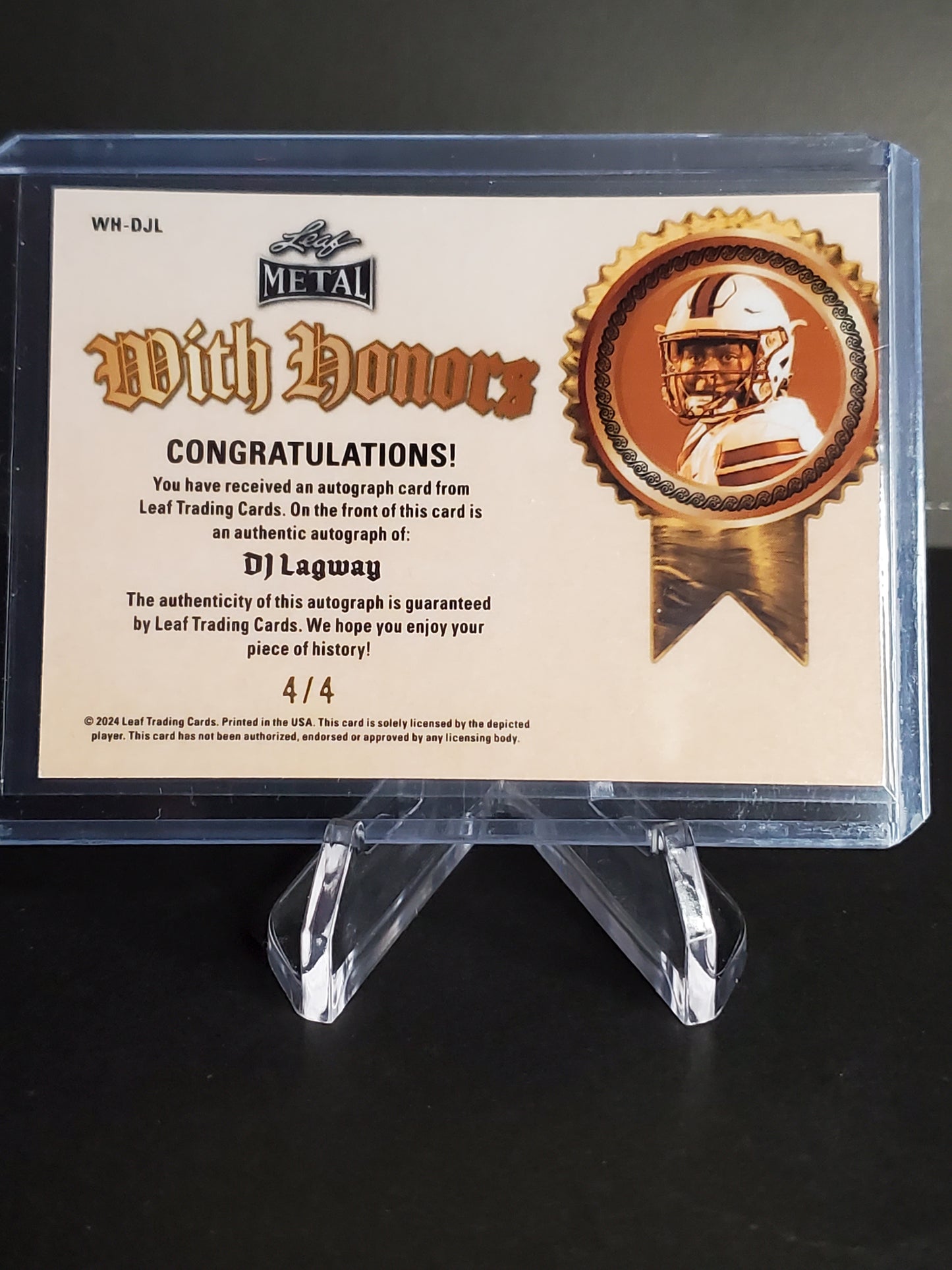 DJ Lagway 2024 Leaf Metal - With Honors - Crystal Fire AUTO 4/4 Florida Gators