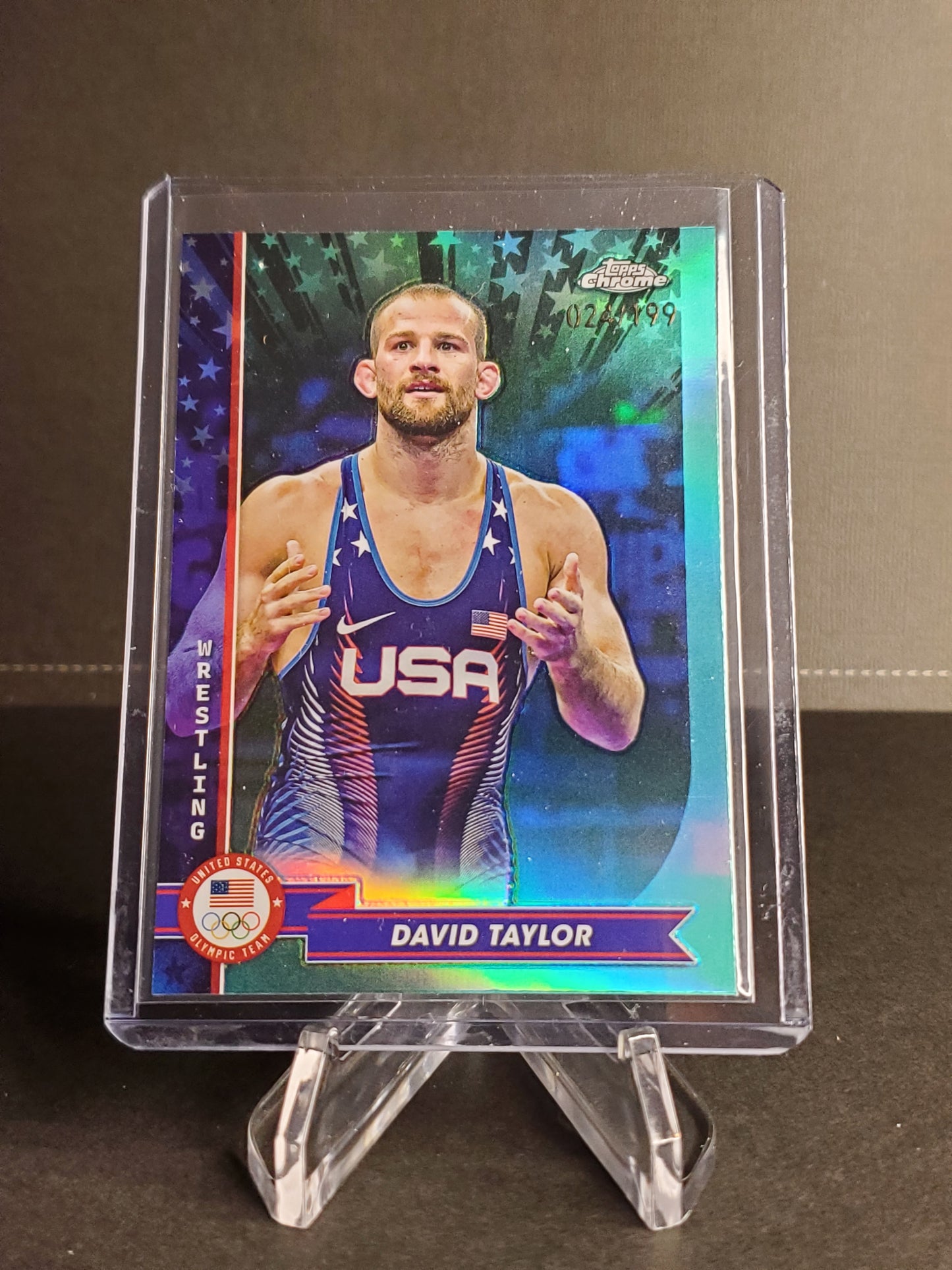David Taylor 2024 Topps Chrome US Olympic and Paraolympic Hopefuls Aua Refractor /199 #39