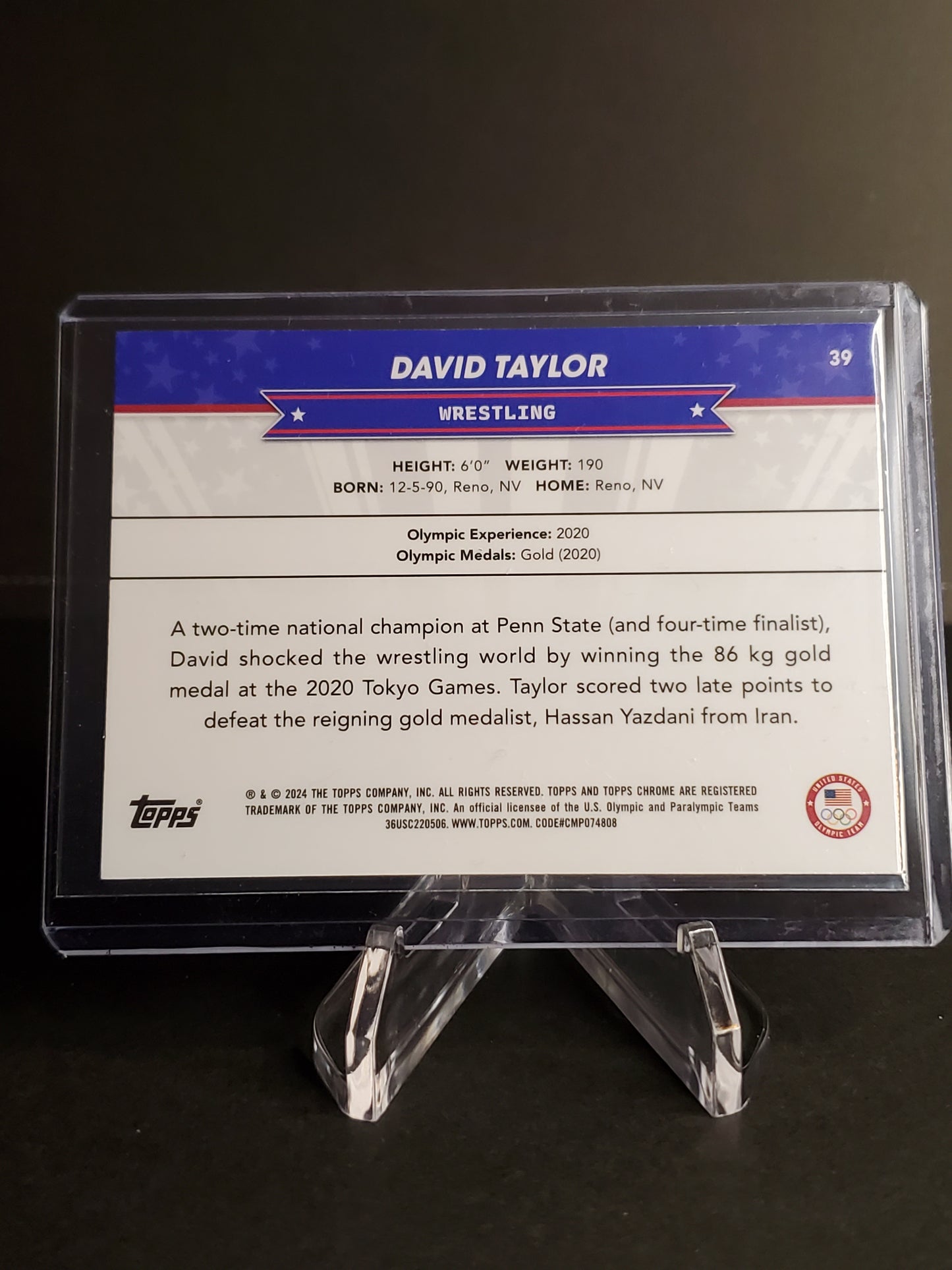 David Taylor 2024 Topps Chrome US Olympic and Paraolympic Hopefuls Aua Refractor /199 #39