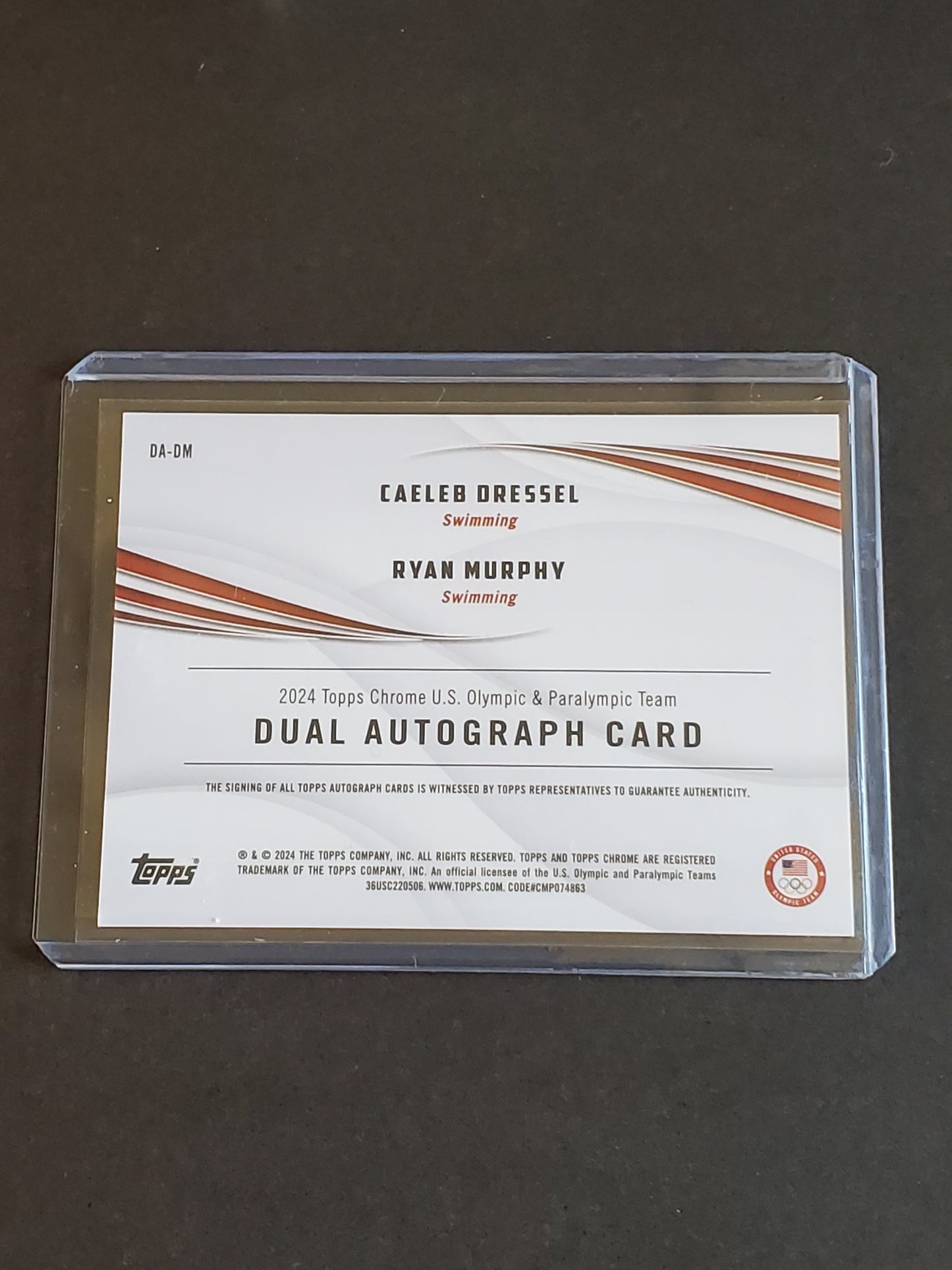 Caeleb Dressel / Ryan Murphy 2024 Topps Chrome US Olympic and Paraolympic Hopefuls Dual AUTO /25 #DA-DM