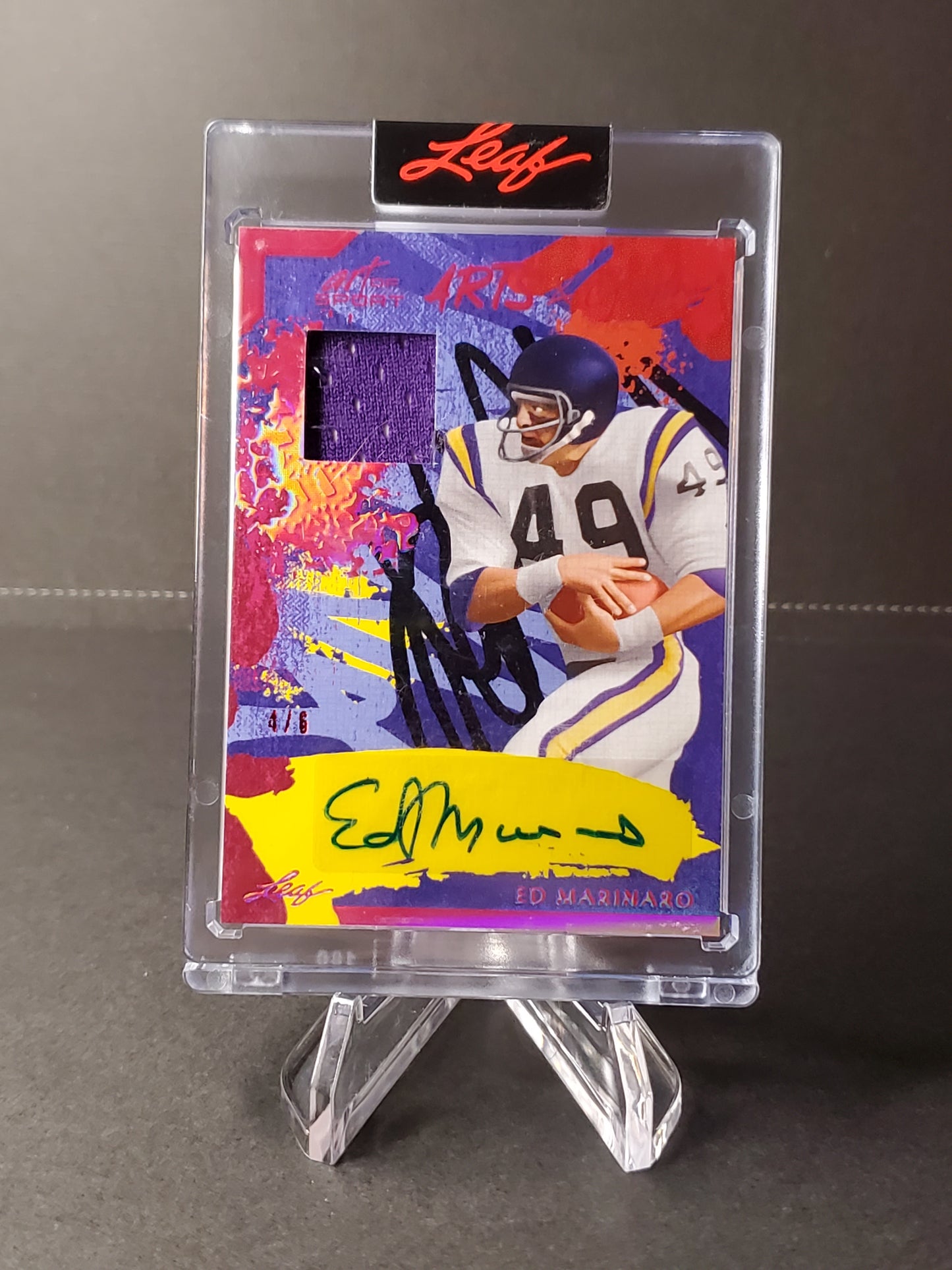 Ed Marinaro 2023 Leaf Arts & Graphs Red - Player Worn Patch AUTO /6 #AG-EM1