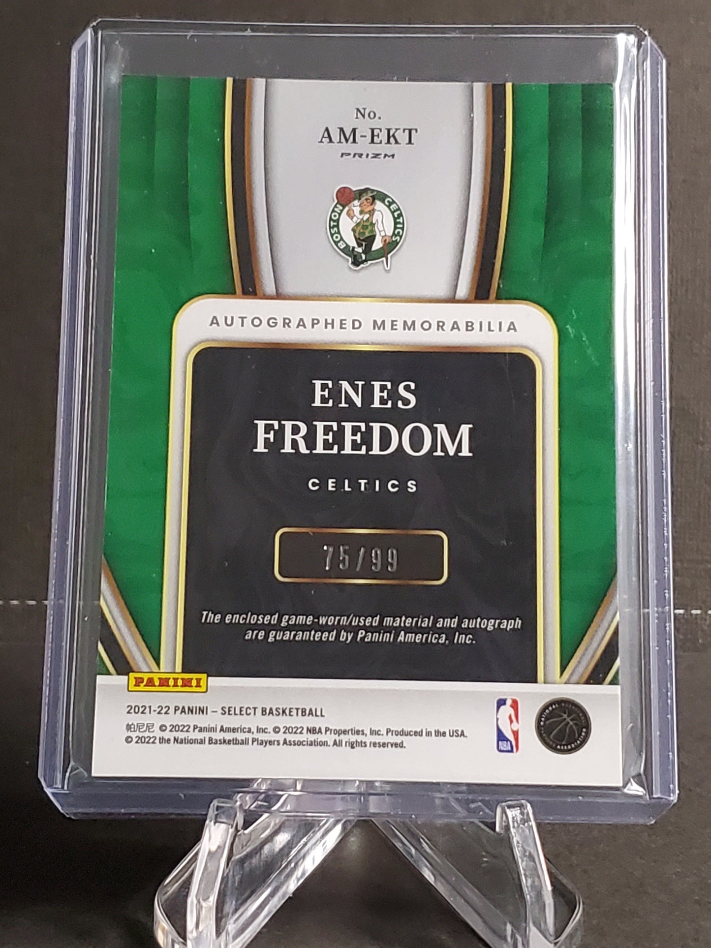 Enes Freedom 2021-2022 Panini Select Basketball Patch AUTO #AM-EKT # /99