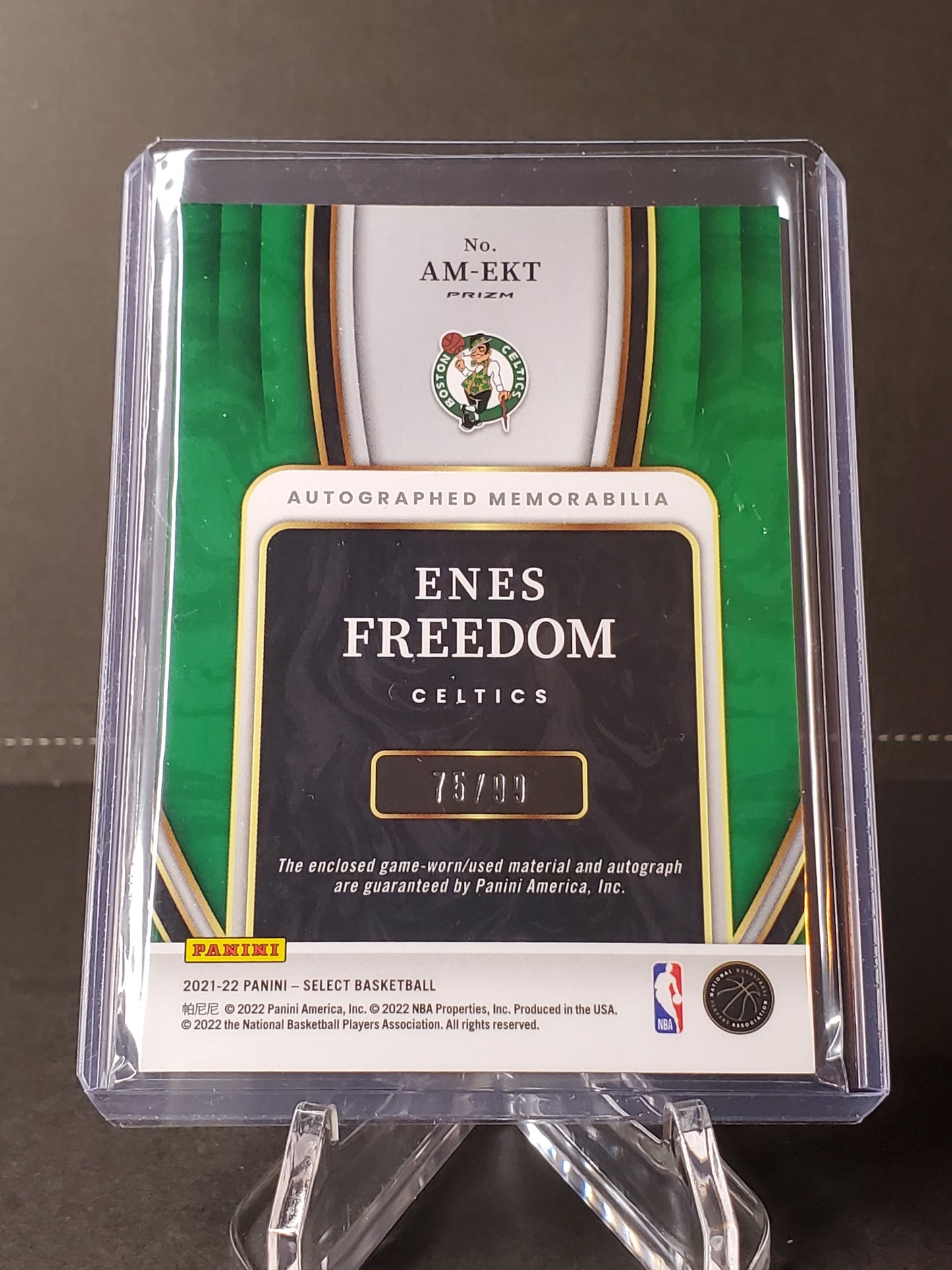 Enes Freedom 2021-22 Panini Select Patch AUTO Purple 75/99 #AM-EKT