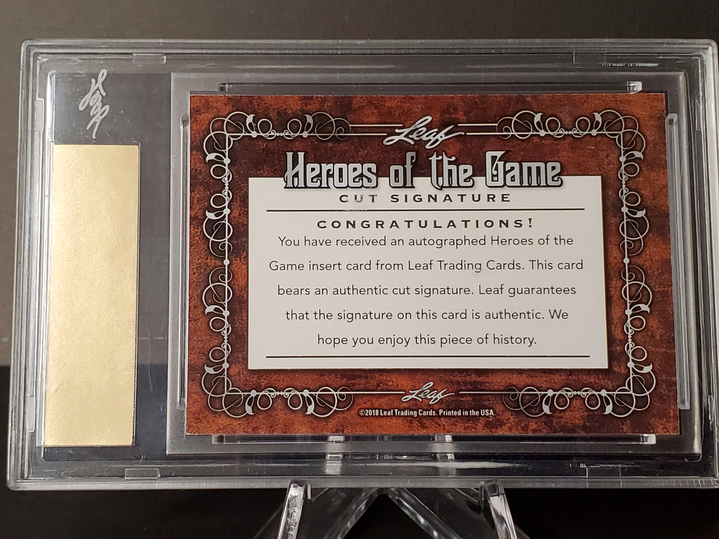 Enos Slaughter 2018 Leaf Heroes of the Game Cut AUTO