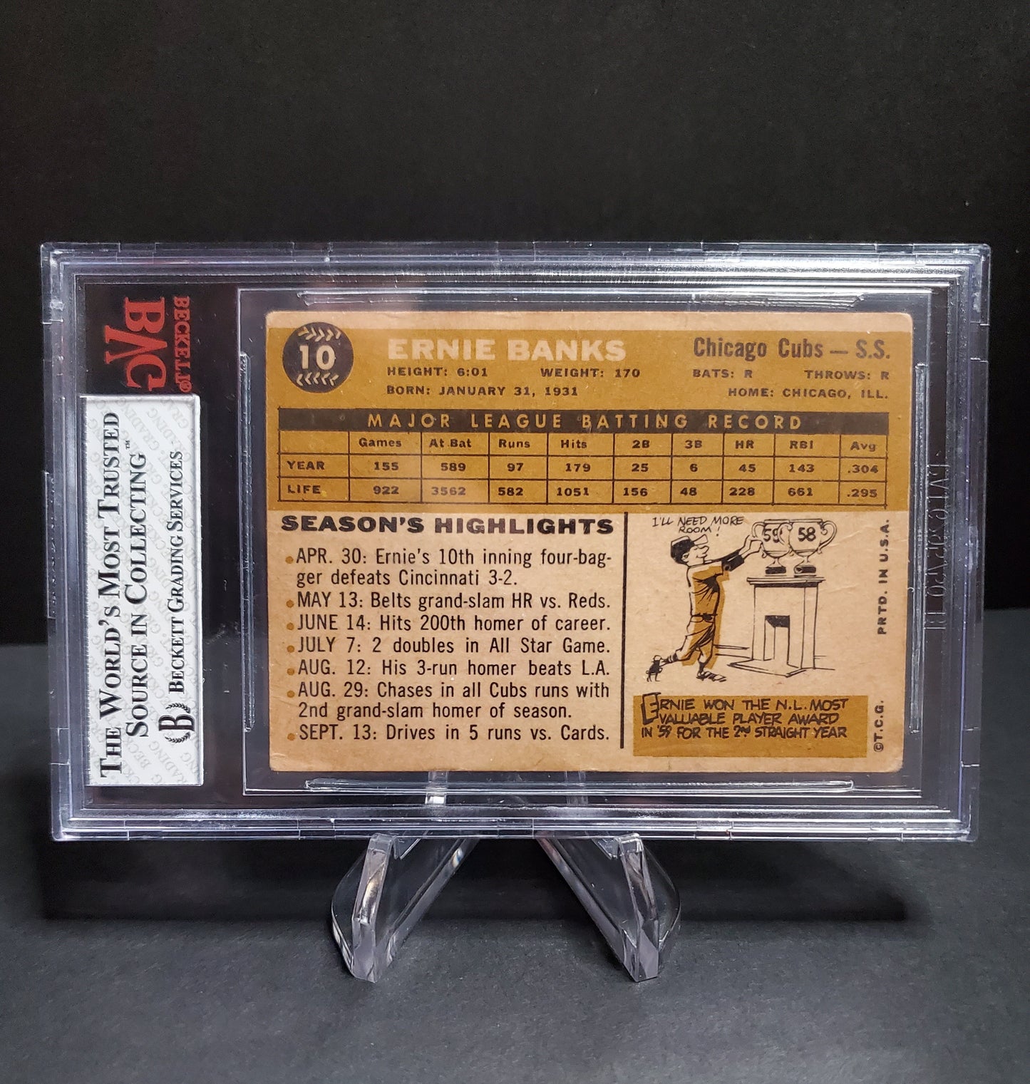 Ernie Banks 1960 Topps #10 BVG 2 GOOD