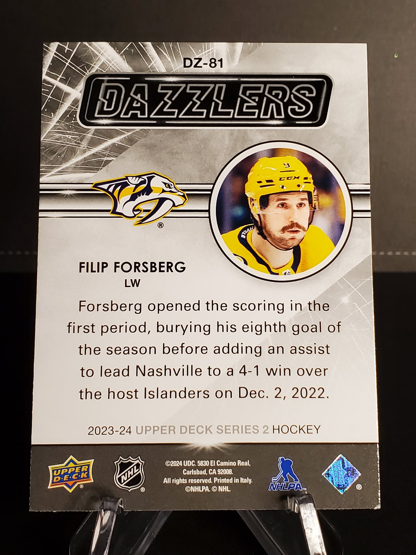 Filip Forsberg 2023/24 Upper Deck Series 2 Dazzlers #DZ-81