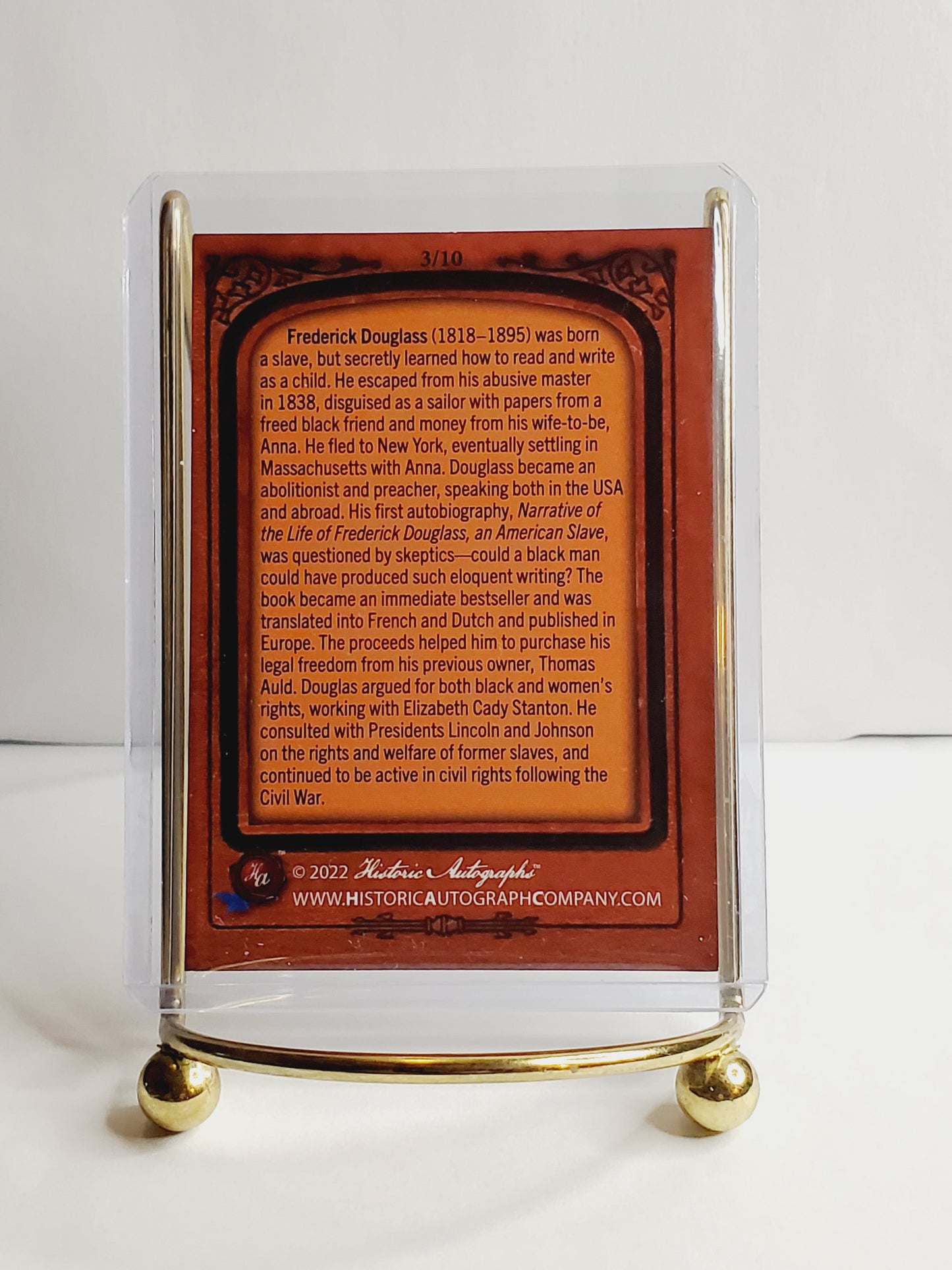 Frederick Douglas 2023 Civil War Historic Autographs #'d 3/10