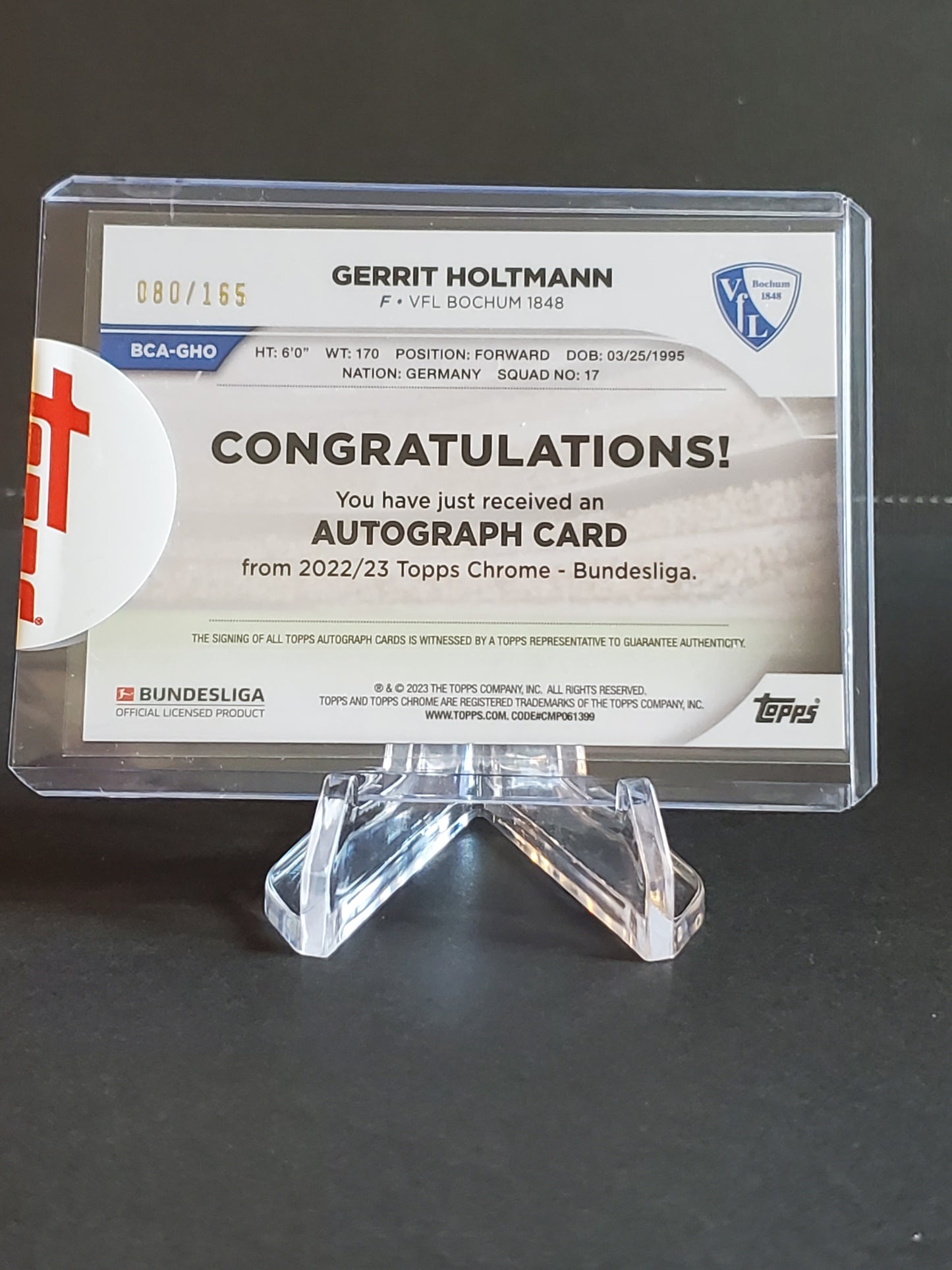 Gerrit Holtmann 2023 Topps Chrome Bundesliga AUTO #80/165