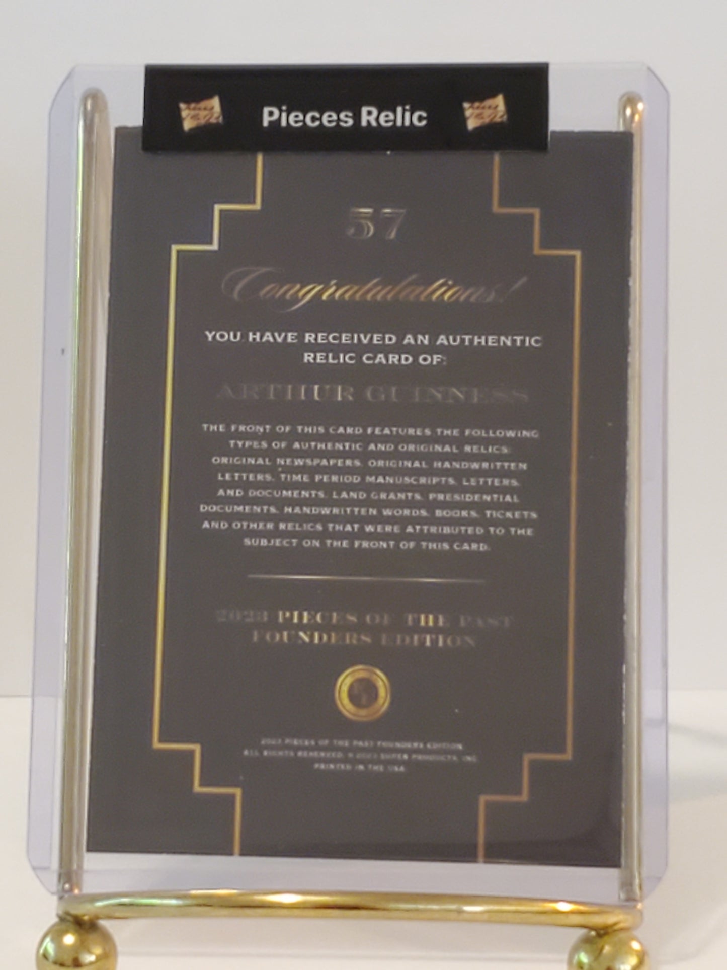 Arthur Guinness 2023 Pieces of the Past: Founders Edition Relic with stain