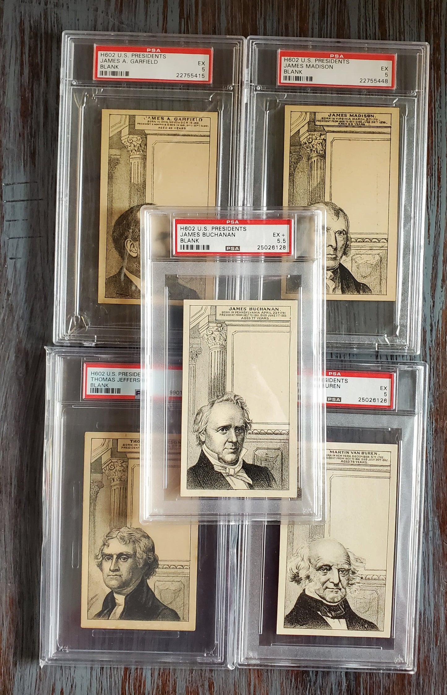 1880 H602 LOT OF FIVE (5) US Presidents Blank Back - All PSA Graded! - RARE