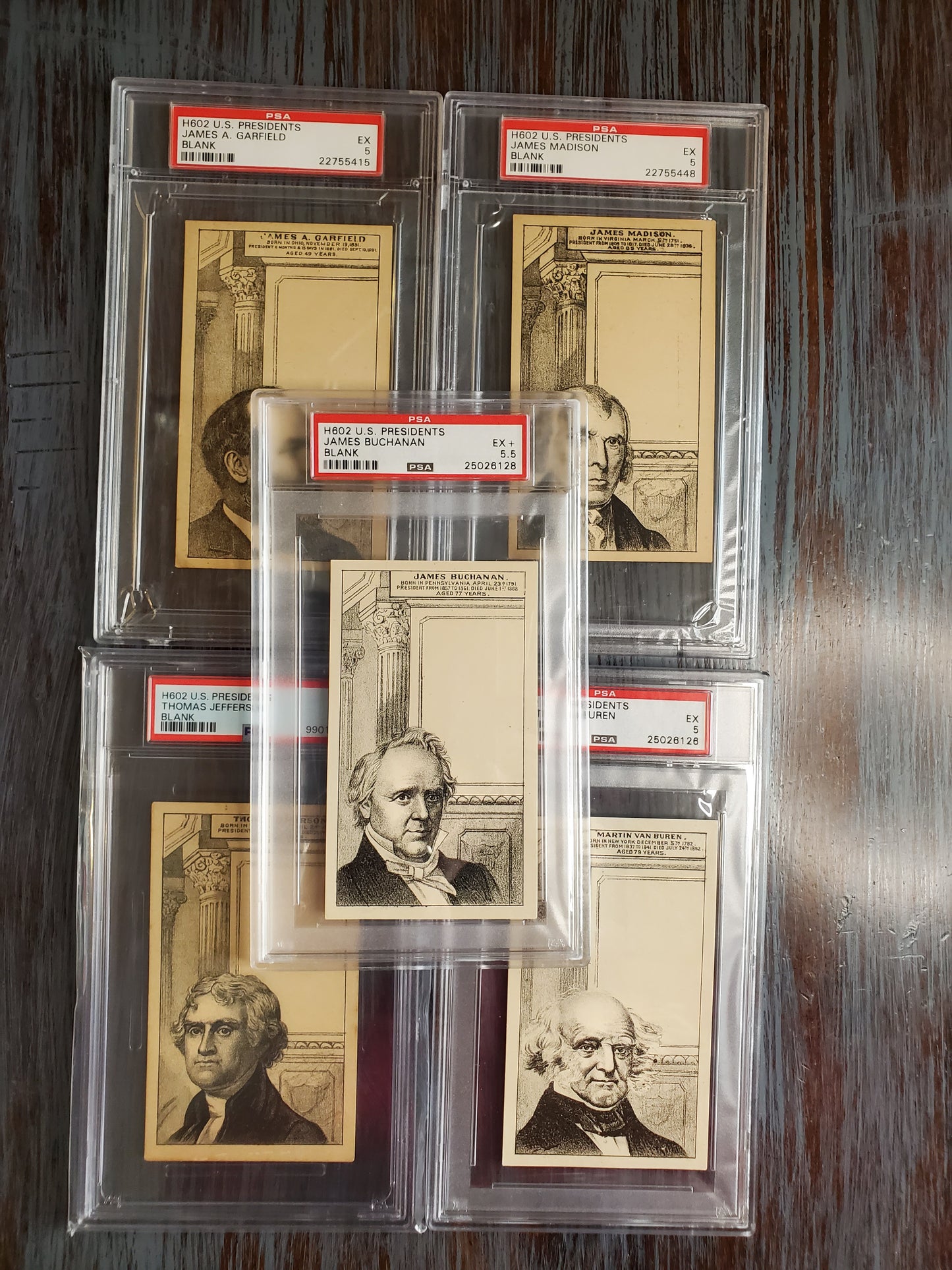 1880 H602 LOT OF FIVE (5) US Presidents Blank Back - All PSA Graded! - RARE