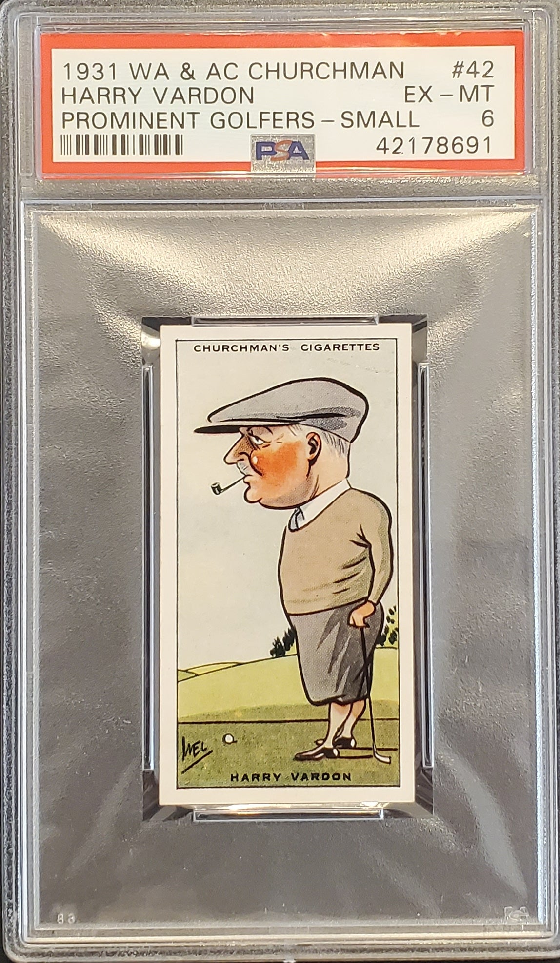 Harry Vardon 1931 Churchman Prominent Golfers Small #42 PSA 6