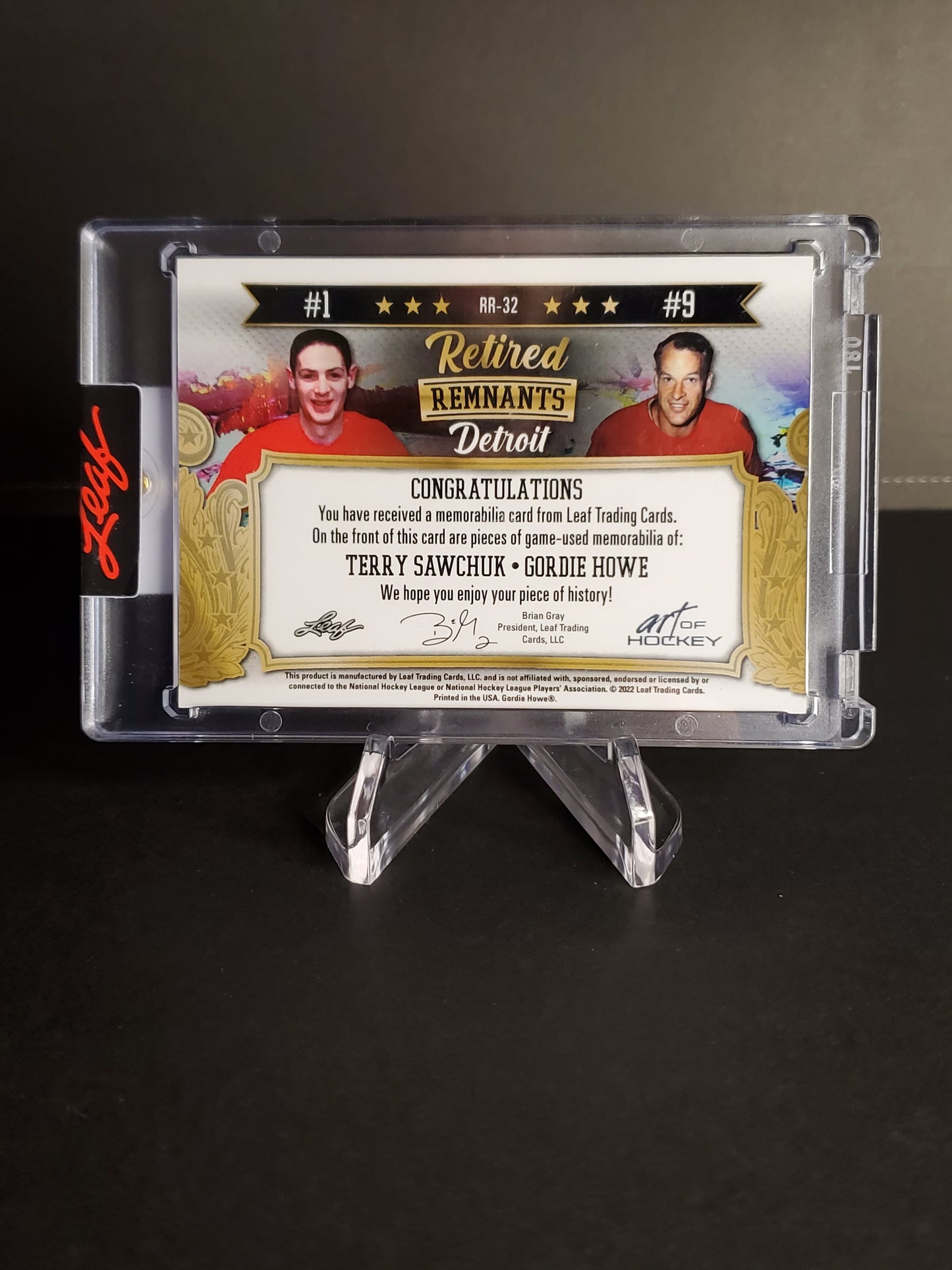 Gordie Howe Terry Sawchuk 2021 Leaf Art Of Hockey Retired Remnants 1/1 WOW!