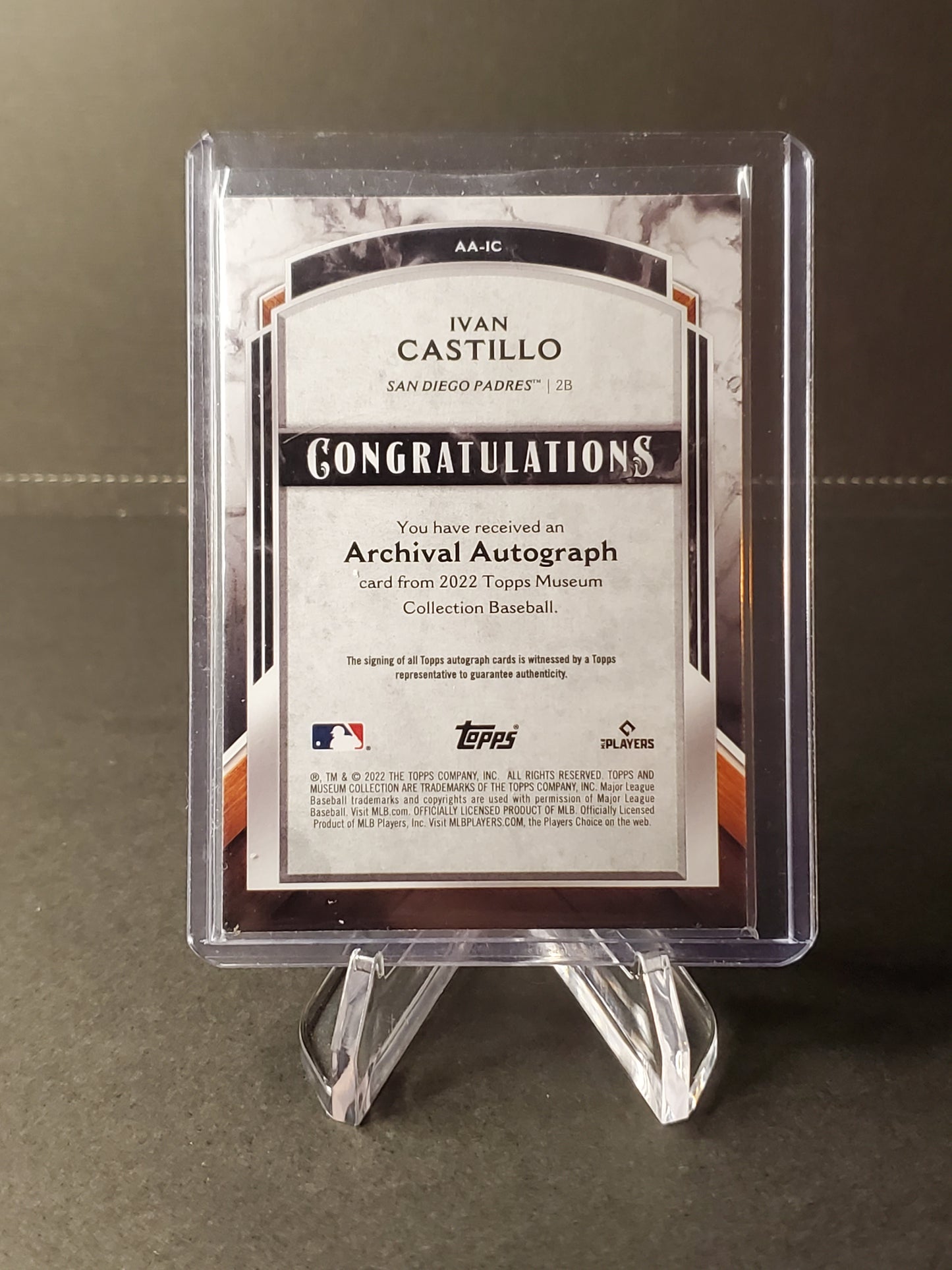 Ivan Castillo 2022 Topps Museum Collection Archival Autographs Copper /25 AUTO #AA-IC