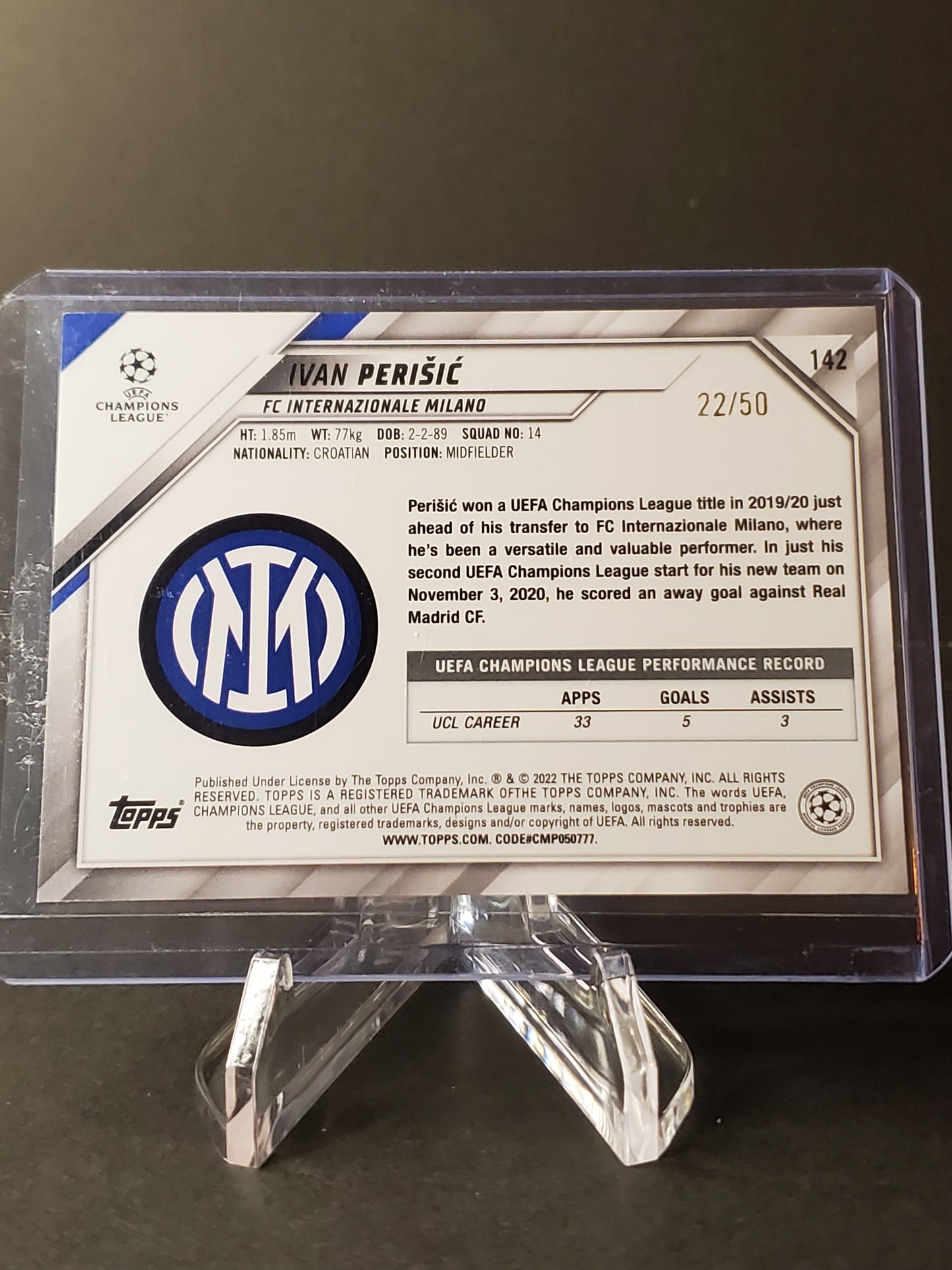 Ivan Perisic 2021-22 Topps UEFA Champions League Sparkle Foil GOLD /50 #142