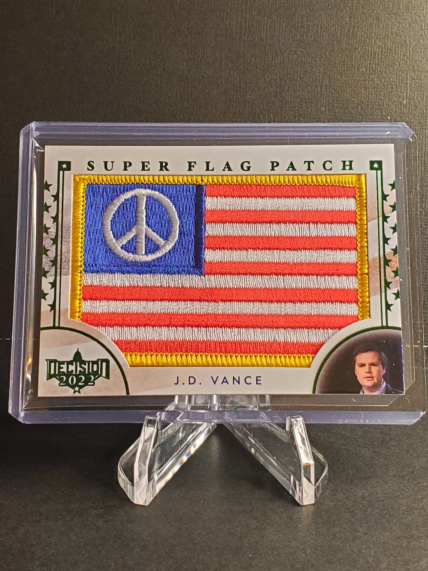 J.D. Vance 2023 Leaf Decision Update Green Super Flag Patch Hand Numbered /10 #SF11